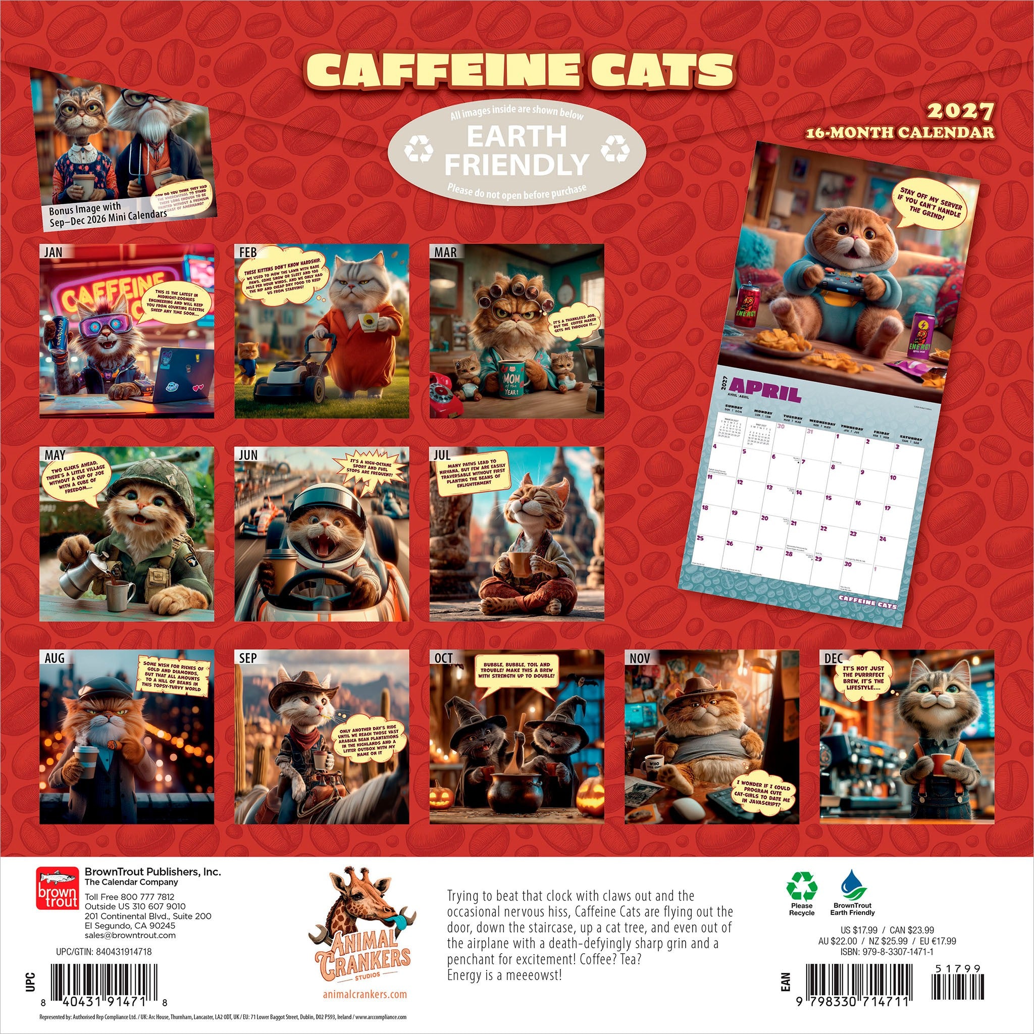 Caffeine Cats 2027 Wall Calendar - Online Only