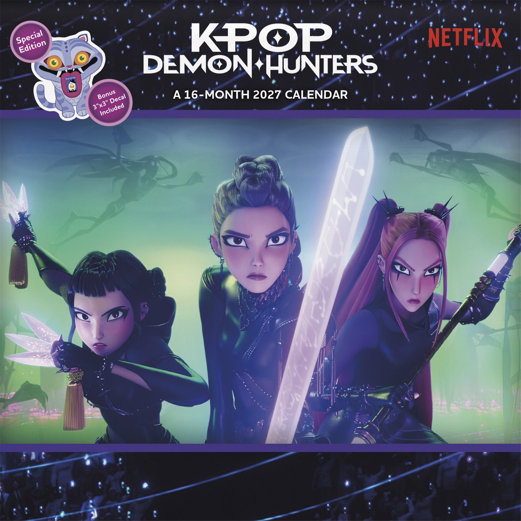 K-Pop Demon Hunters Exclusive with Decal 2027 Wall Calendar