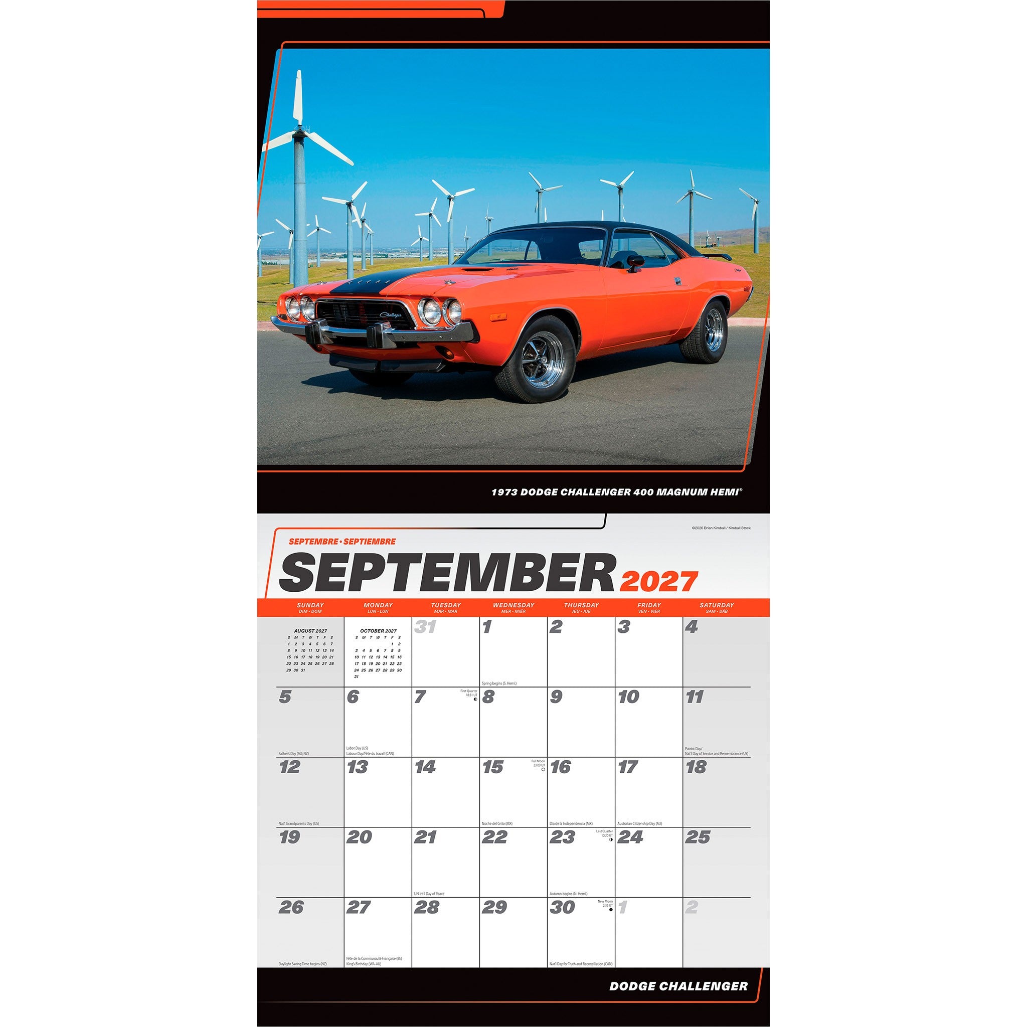 Dodge Challenger 2027 Wall Calendar