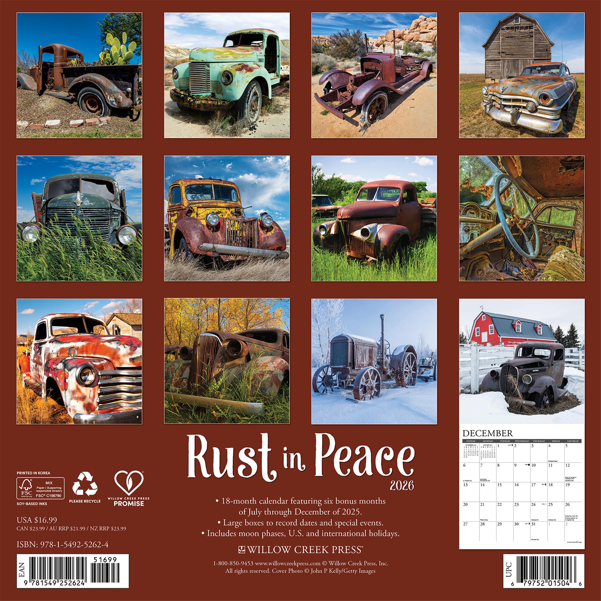 Calendrier mural Rust In Peace 2026
