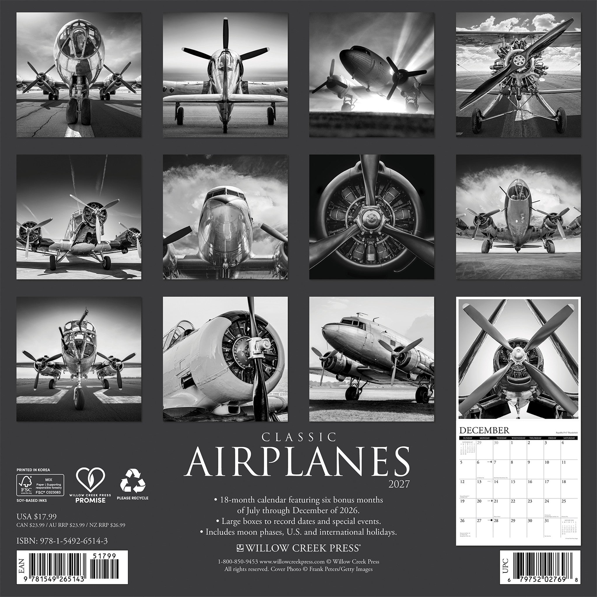Classic Airplanes 2027 Wall Calendar