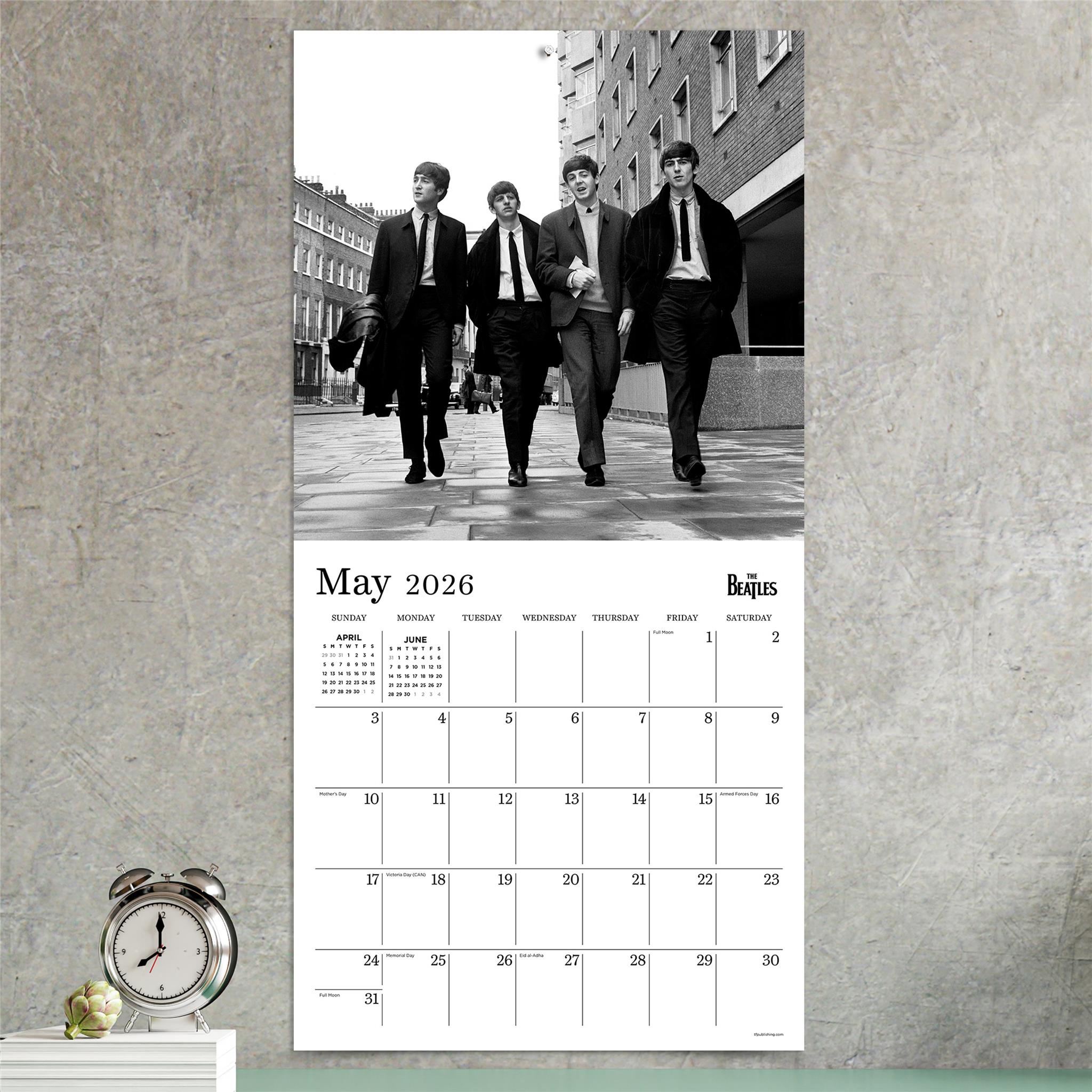 Calendrier mural 2026 des Beatles en noir et blanc - Disponible uniquement en ligne