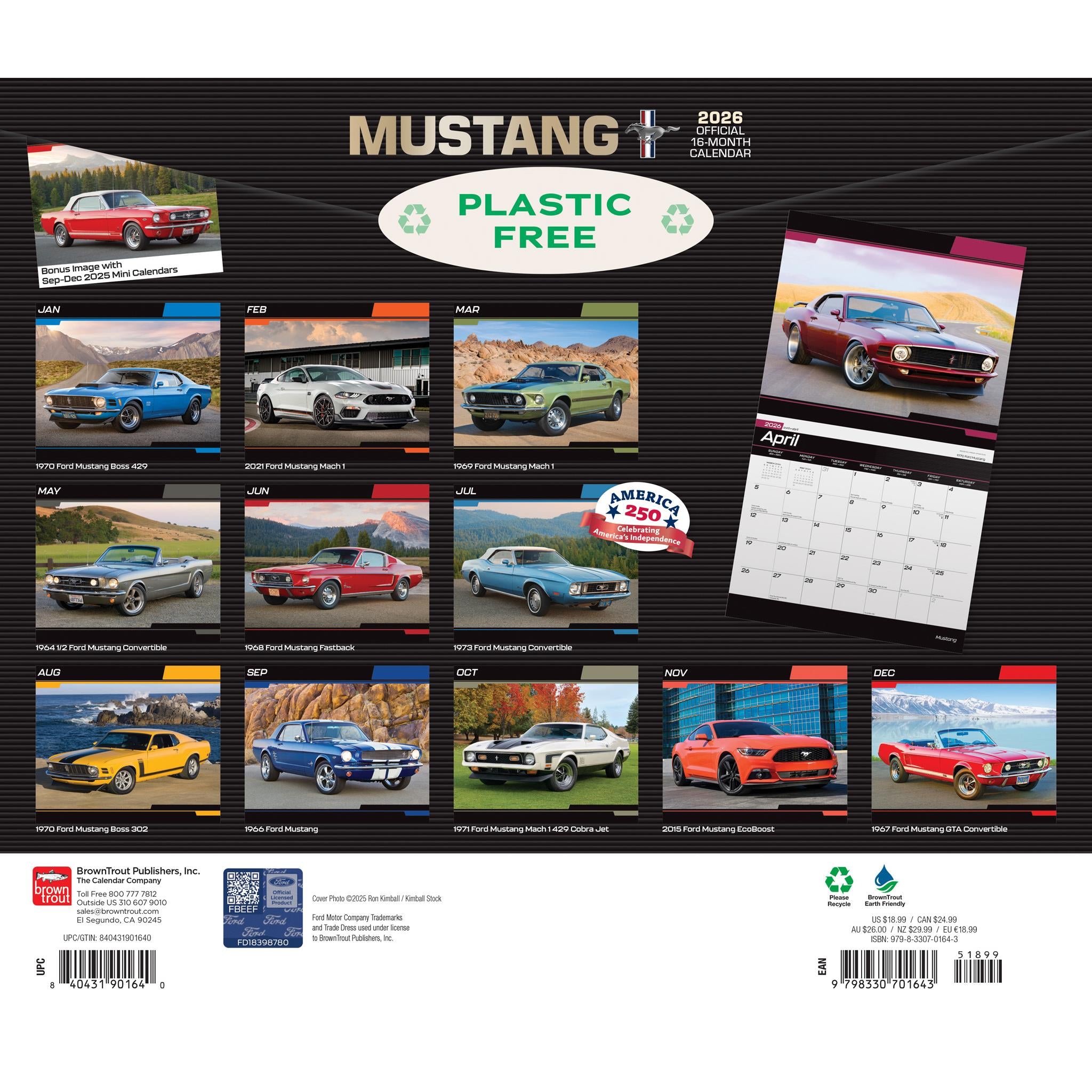 Calendrier mural Mustang 2026