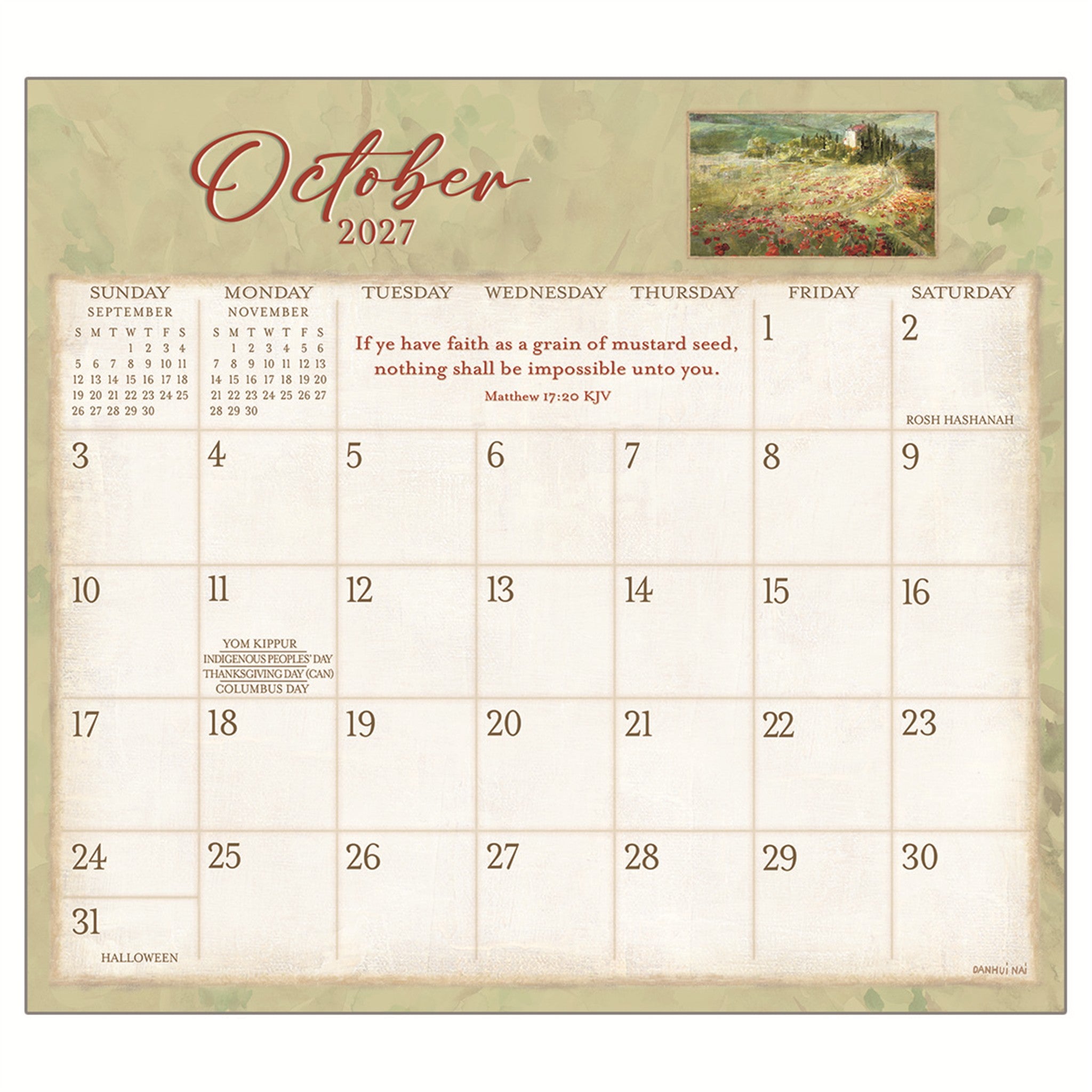 Tranquility 2027 Mini Magnetic Calendar