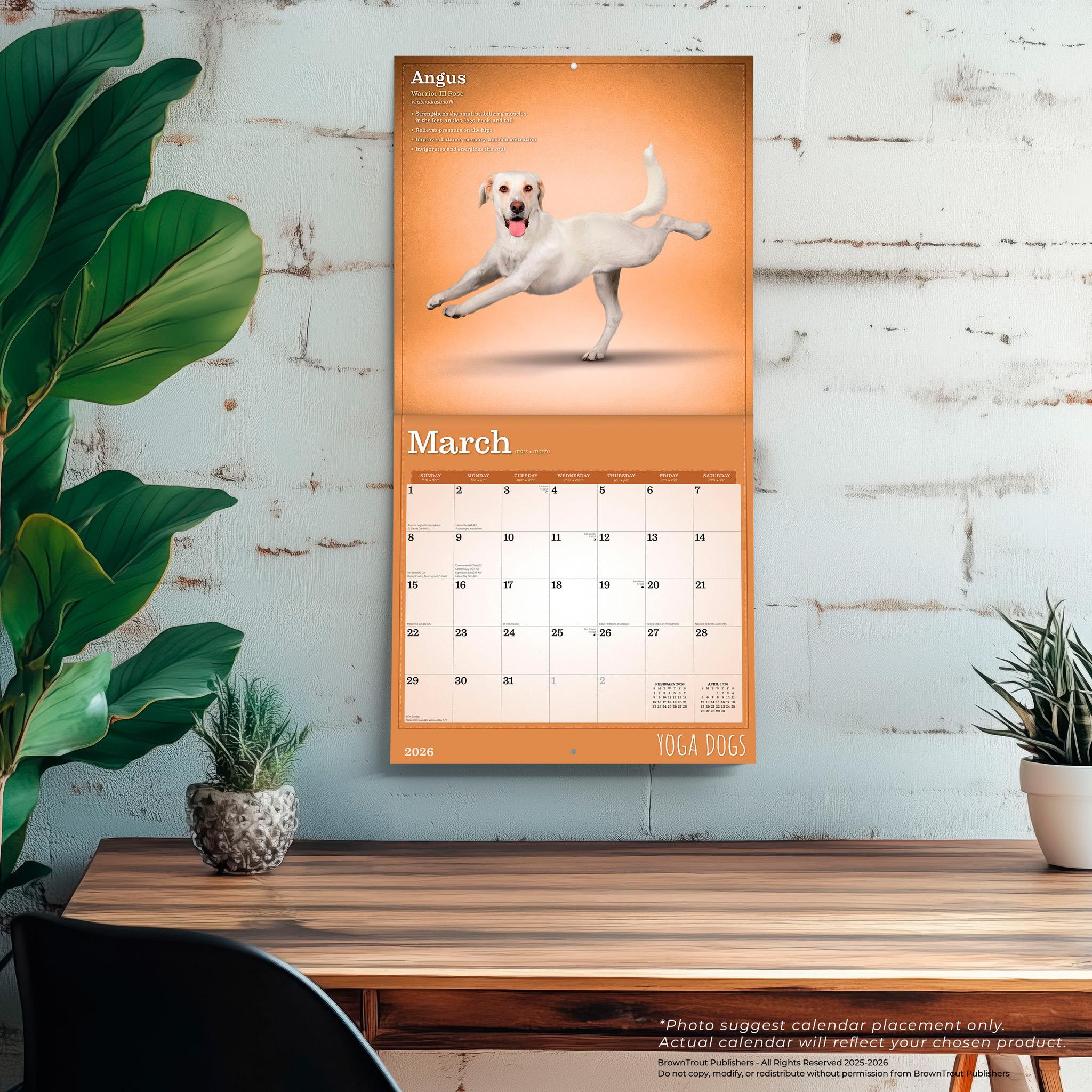 Calendrier mural Yoga Dogs 2026