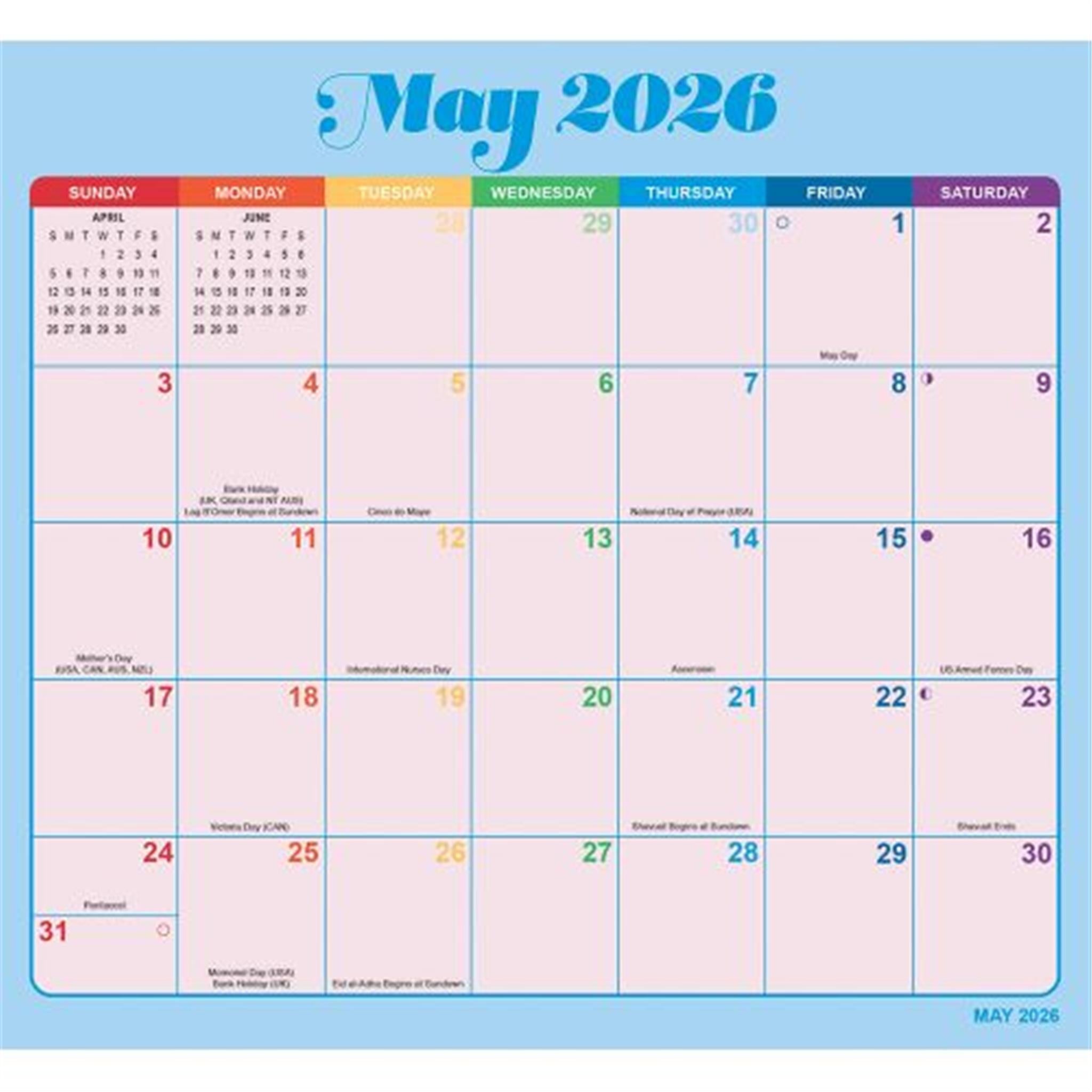Calendrier mural exclusif Rainbow Jumbo Magic Grip 2025-2026