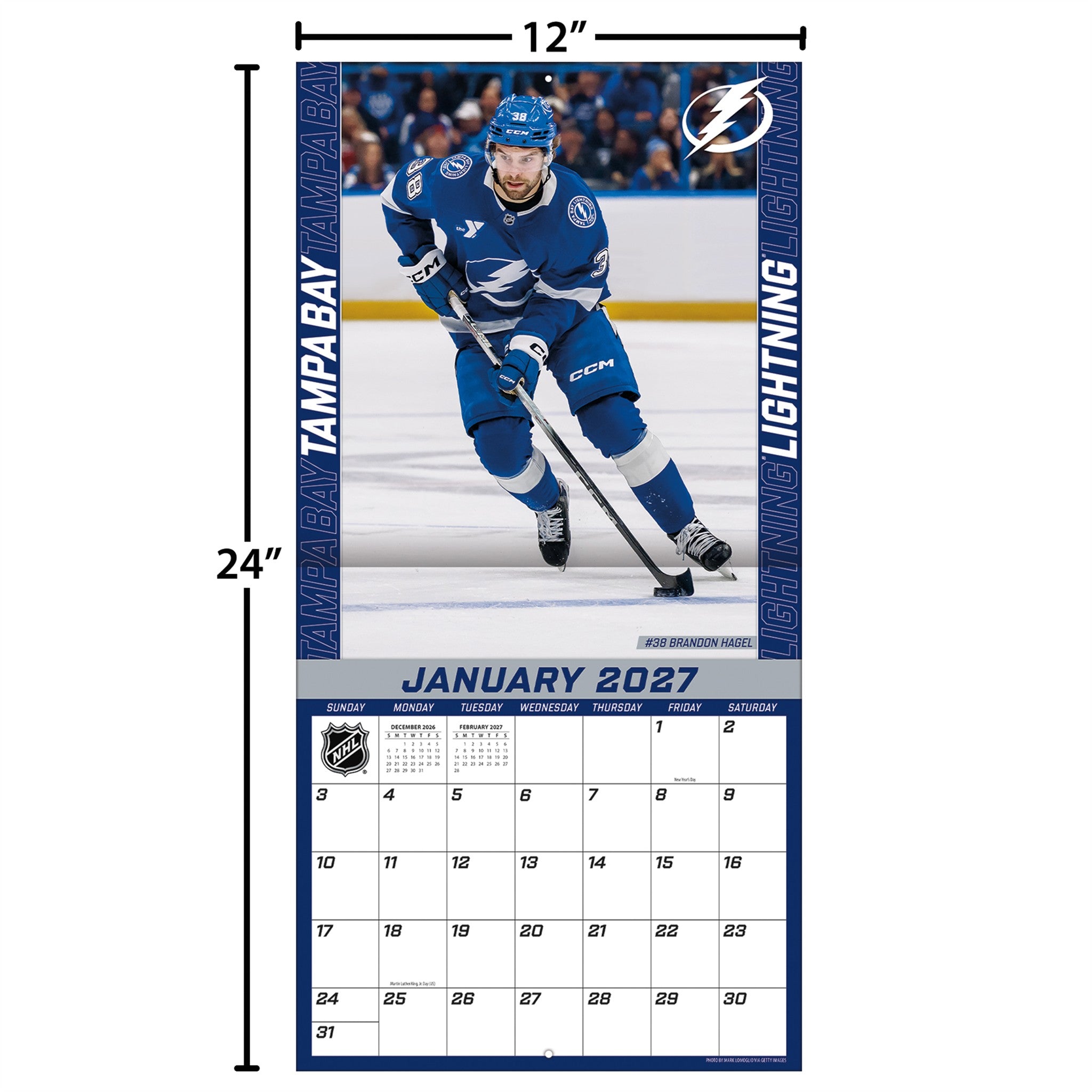 NHL Tampa Bay Lightning 2027 Wall Calendar - Online Only