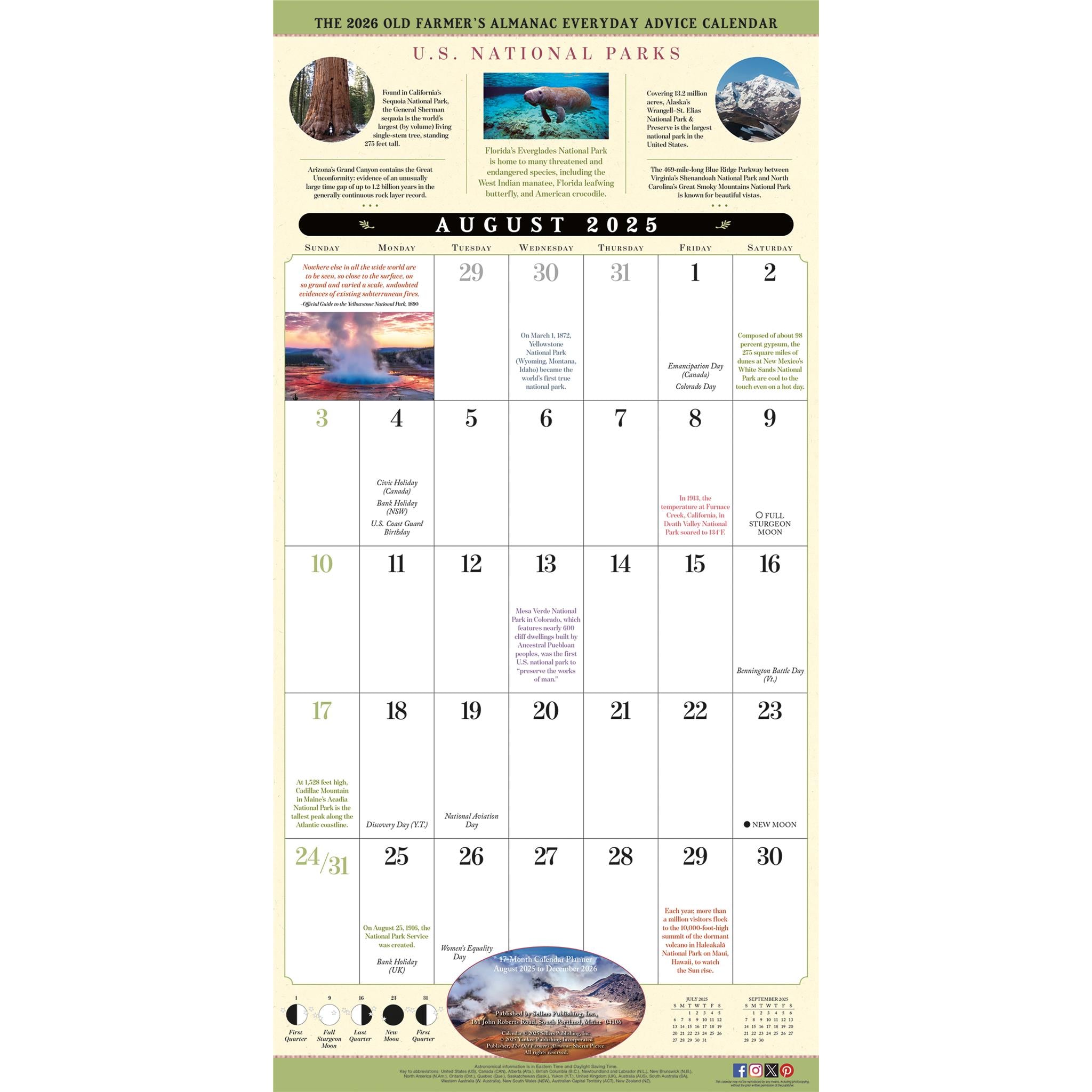 Old Farmers Almanac Everyday Advice 2026 Wall Calendar