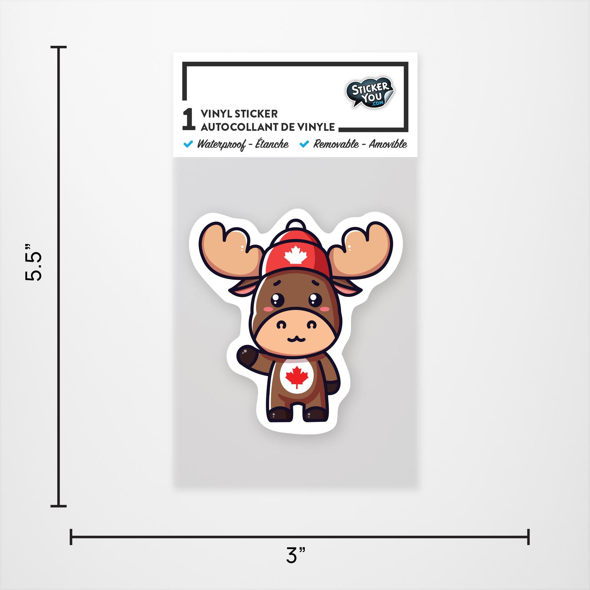 Autocollant en vinyle mignon en forme d'élan