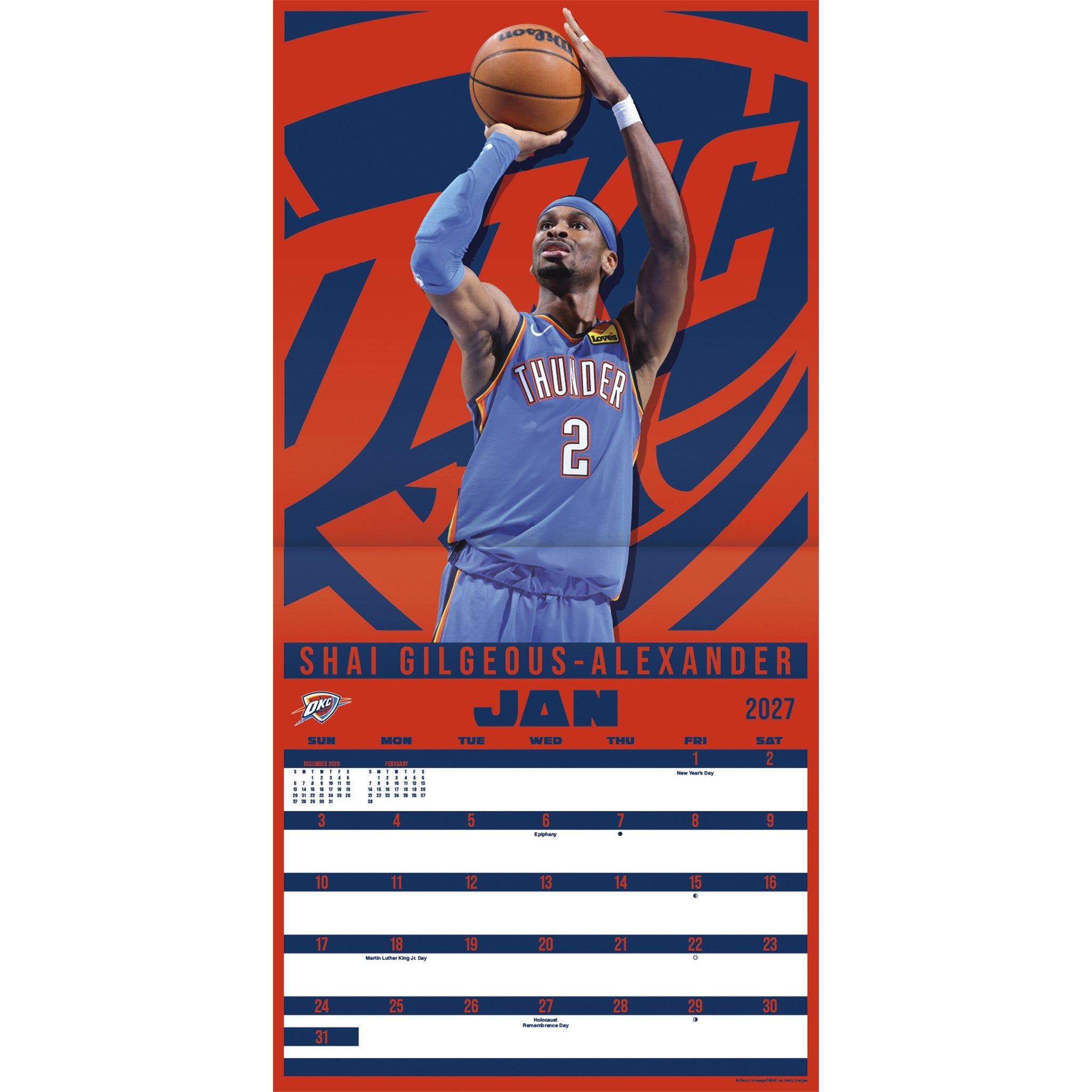 Calendrier mural des Superstars de la NBA 2027