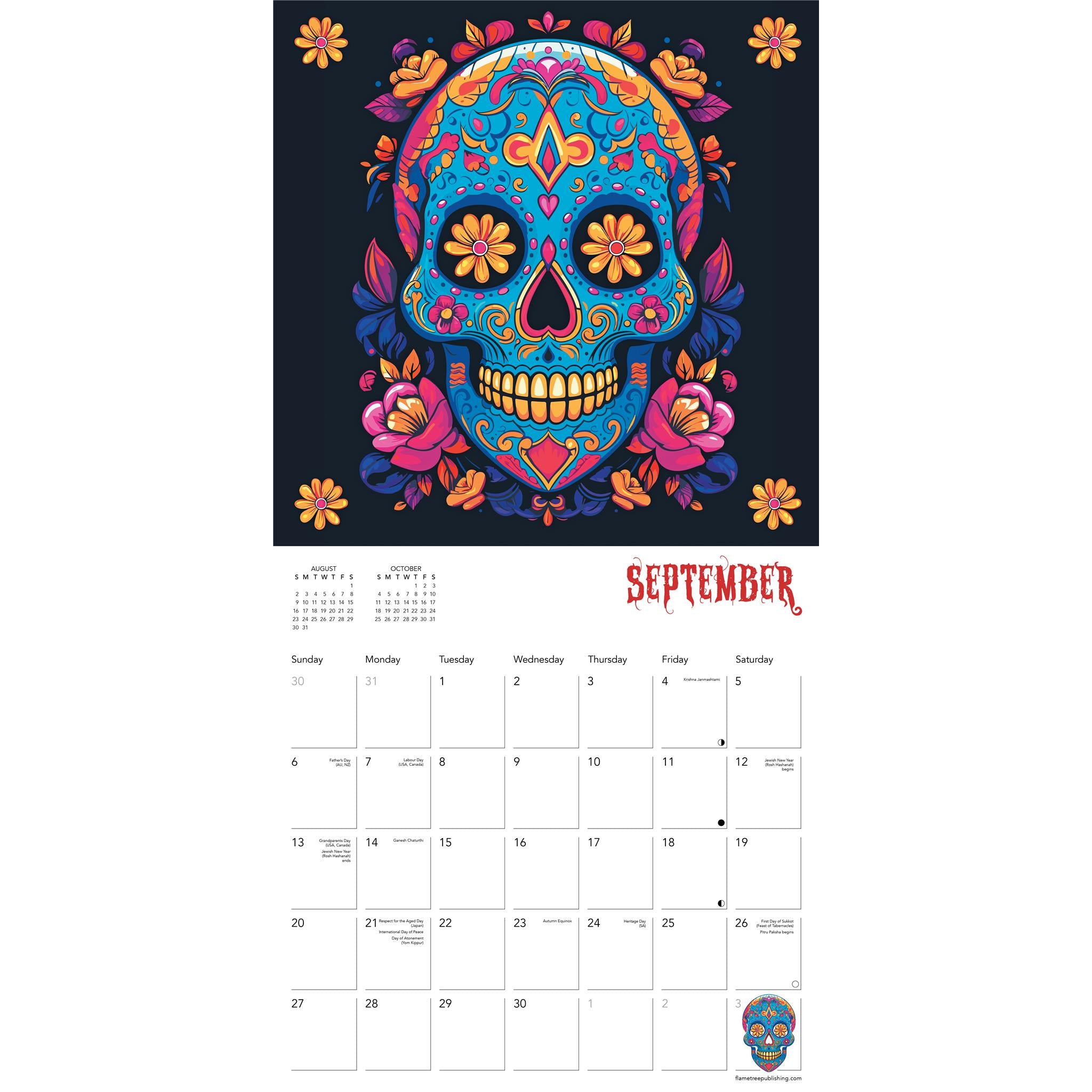 Calendrier mural Têtes de mort mexicaines 2026 - Disponible uniquement en ligne