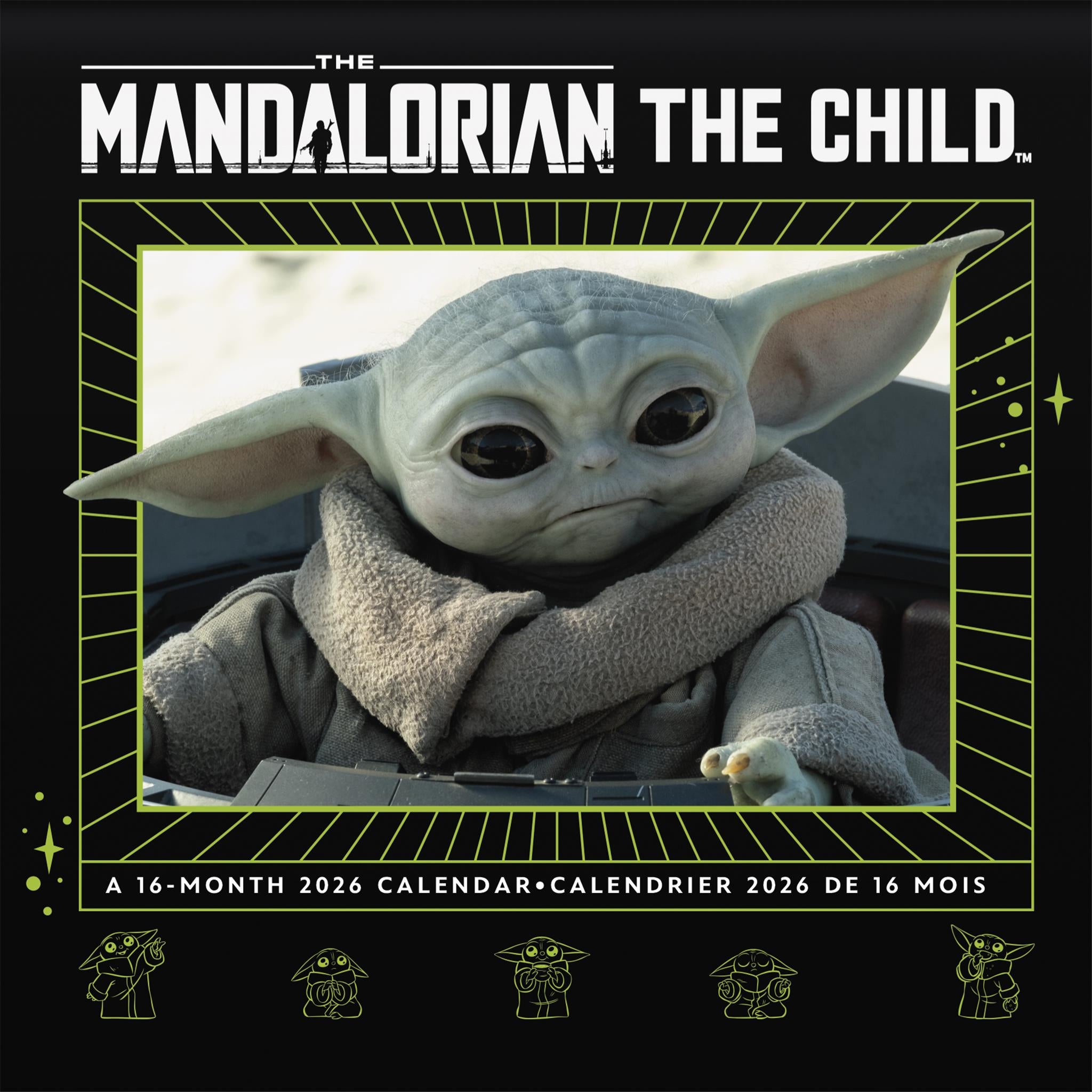 Calendrier mural bilingue Star Wars Mandalorian Grogu 2026