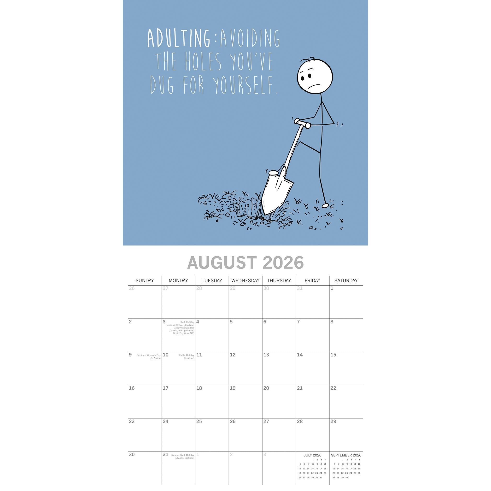Calendrier mural 2026 : La réalité effrayante de la vie adulte