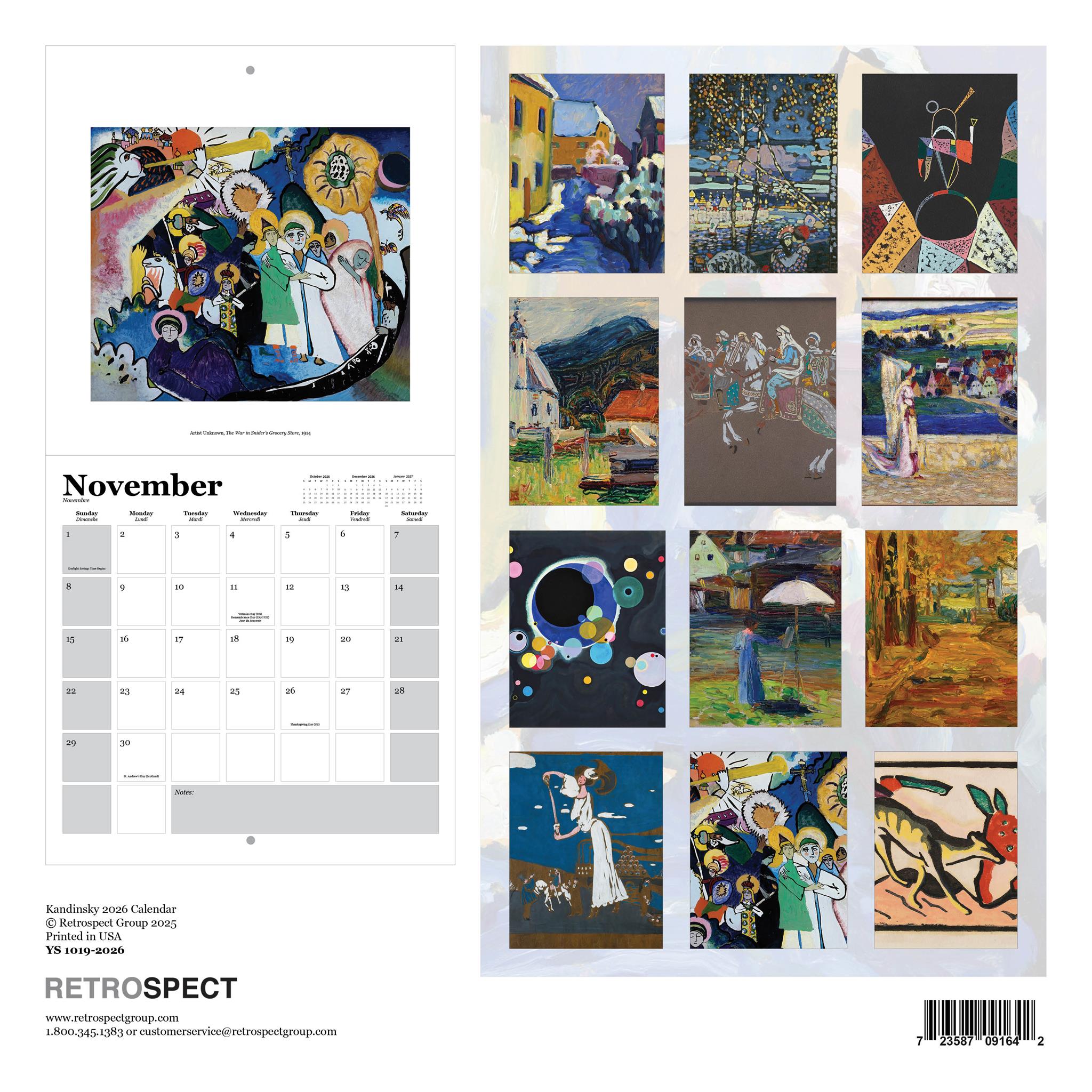 Calendrier mural Kandinsky 2026 - Disponible uniquement en ligne