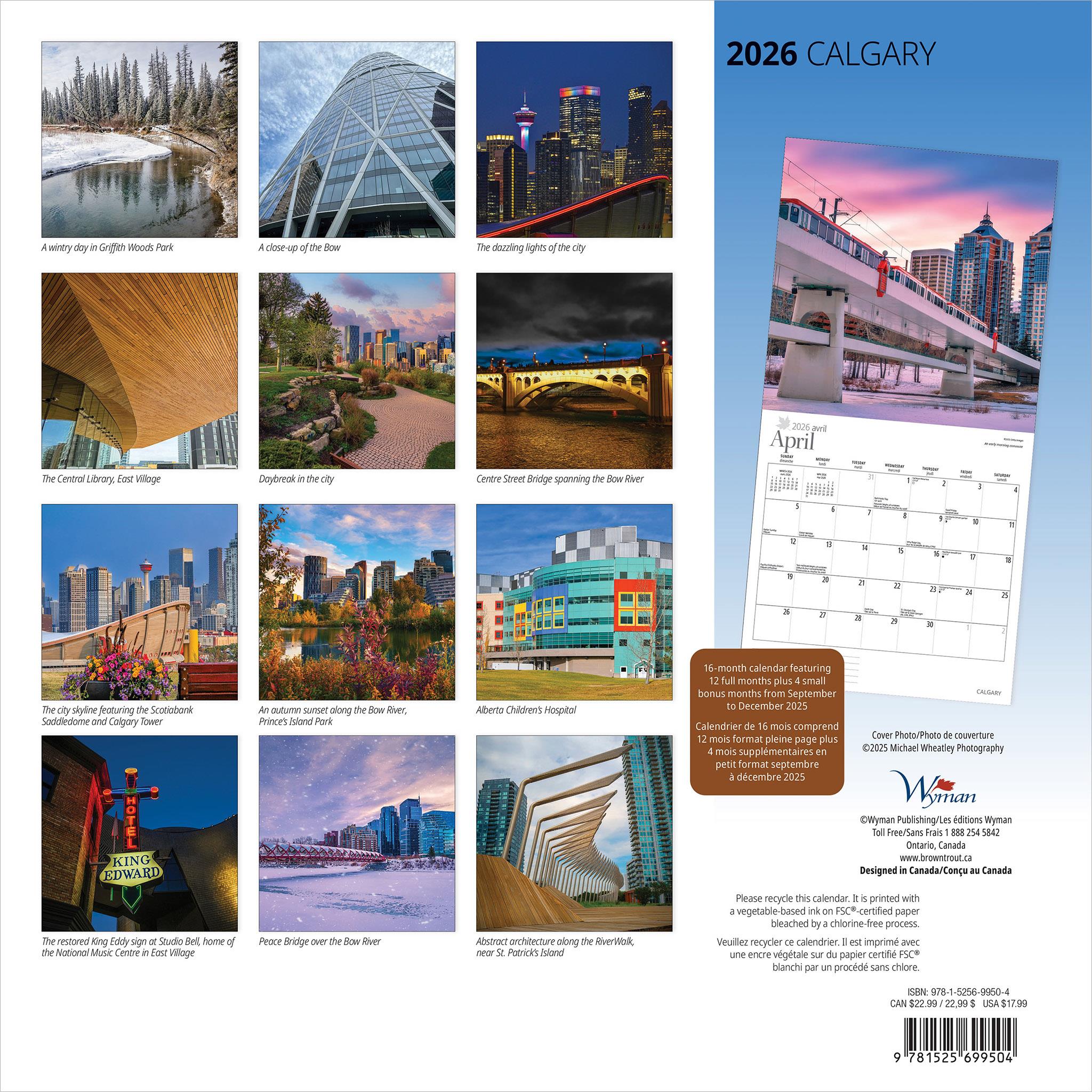 Calendrier mural de Calgary 2026