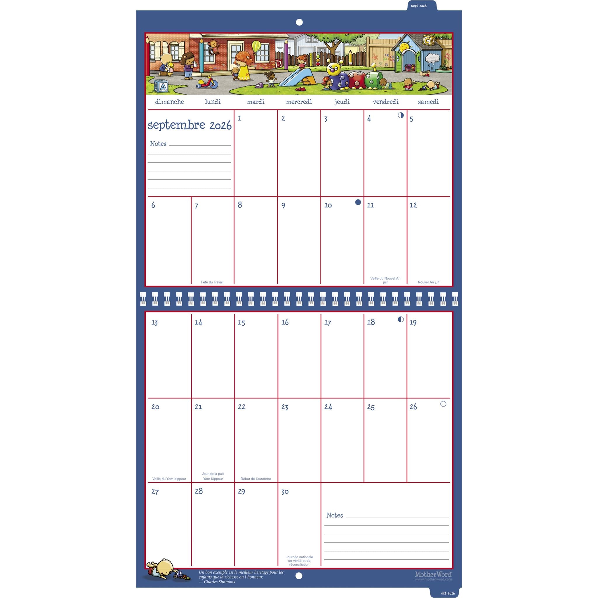 Motherword 2025-2026 Tabbed Wall Calendar (French)
