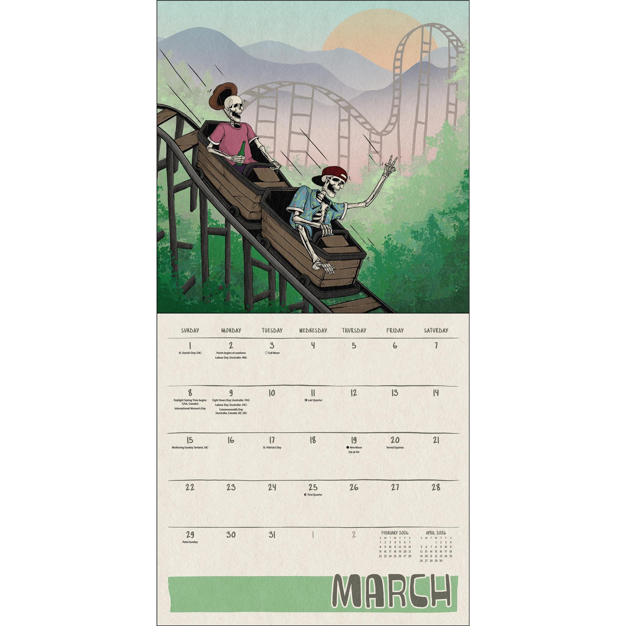 Calendrier mural « La Mort prend des vacances » 2026