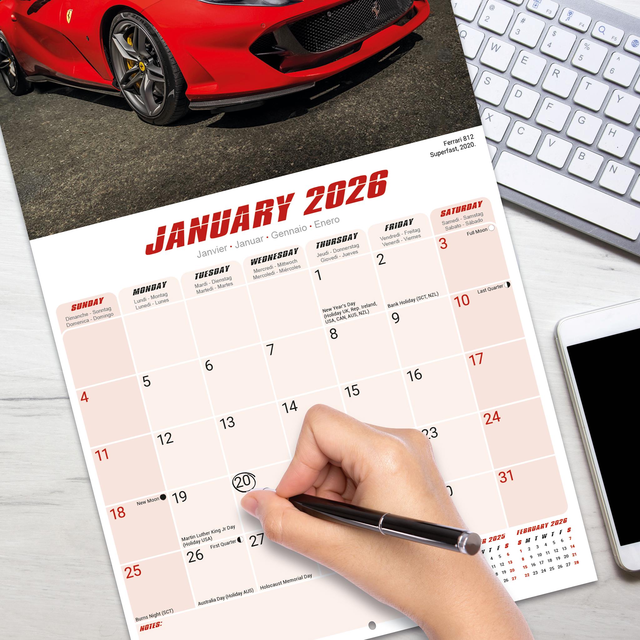 Calendrier mural Ferrari 2026