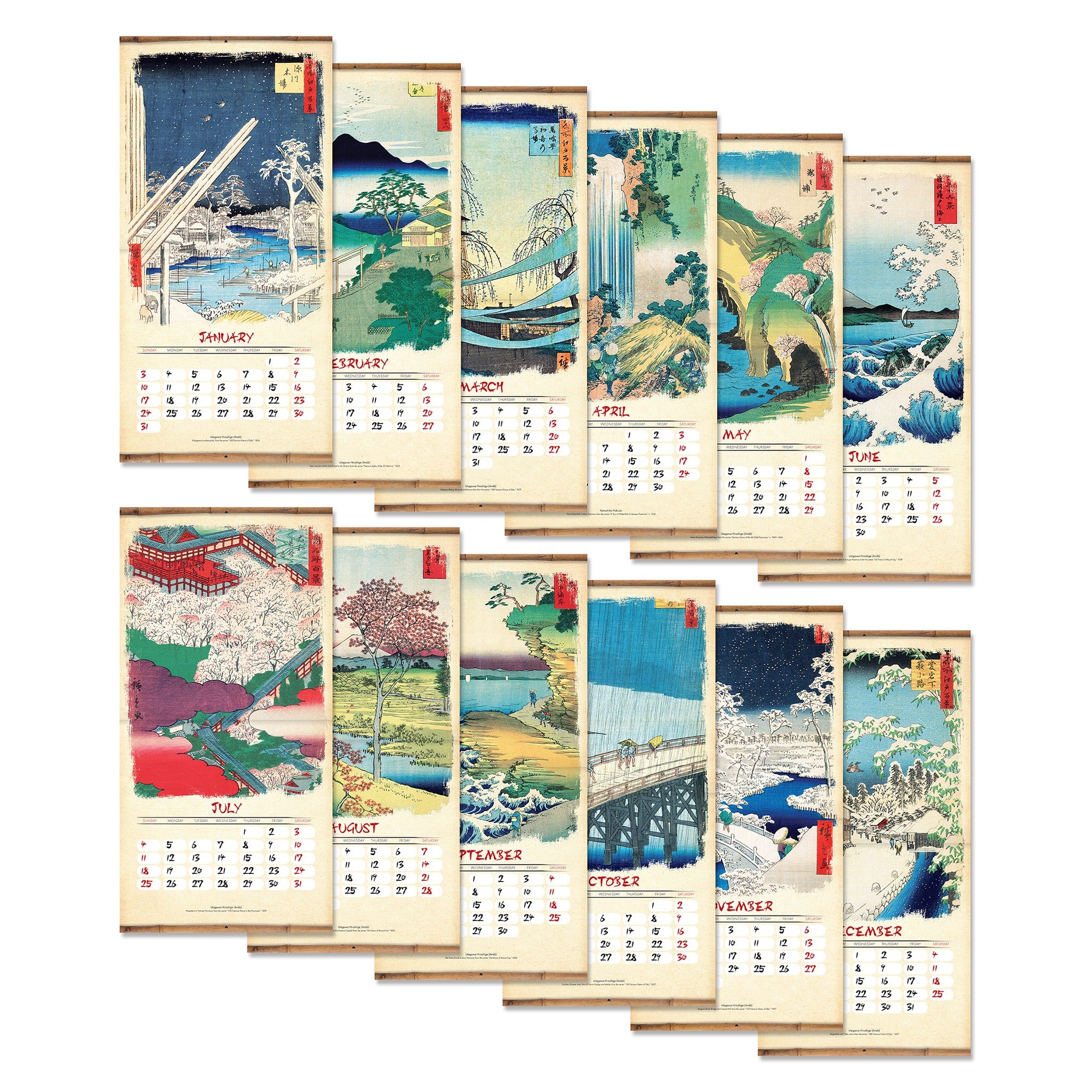 Japanese Woodblocks 2027 Mini Calendar