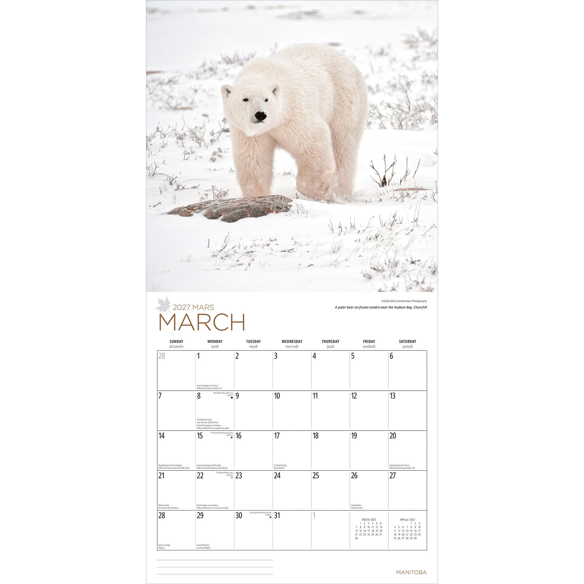 Manitoba 2027 Wall Calendar