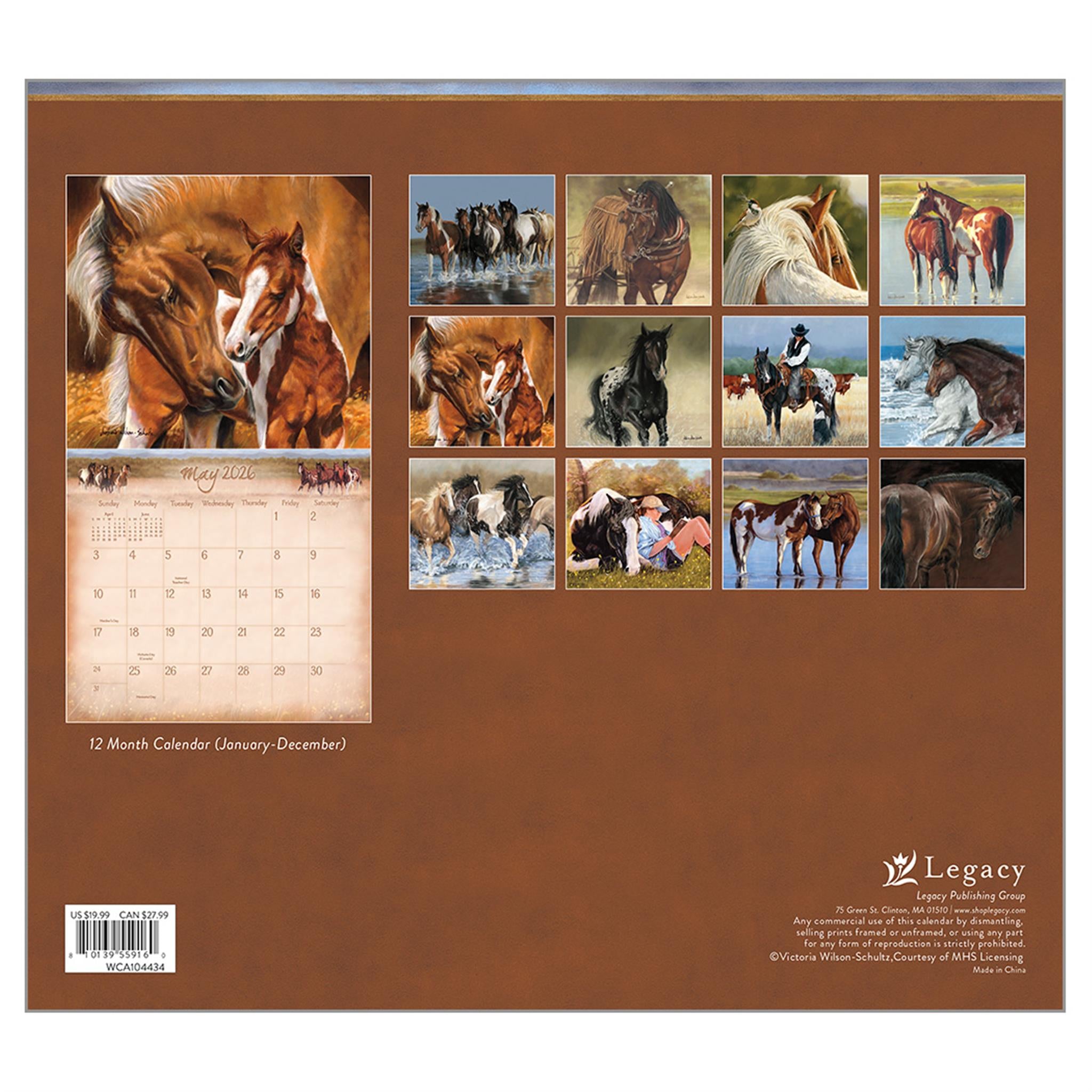 Calendrier mural de luxe Chevaux 2026