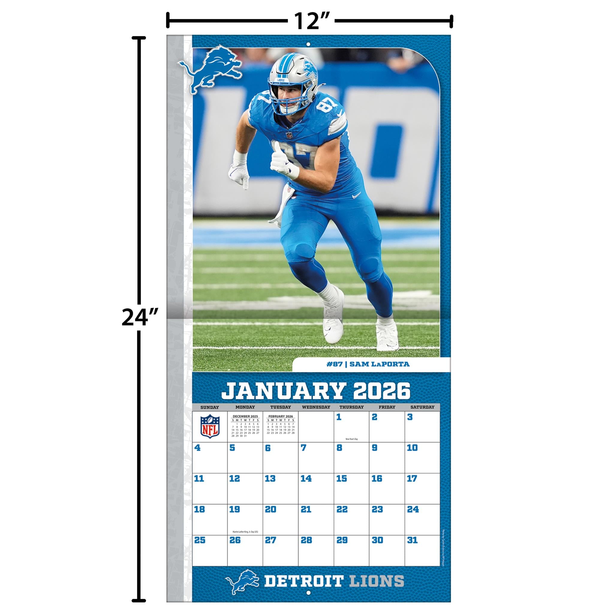 NFL Detroit Lions 2026 Wall Calendar