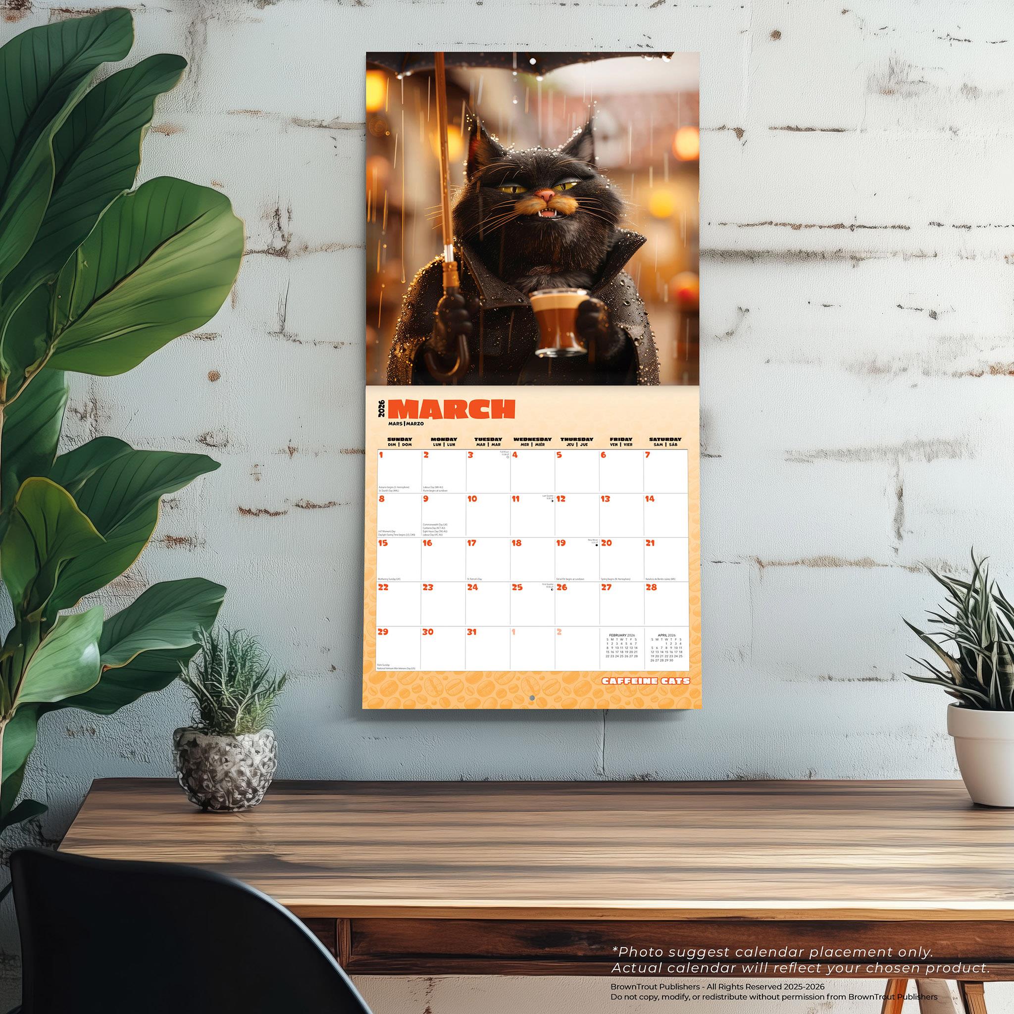 Calendrier mural Caffeine Cats 2026 - Disponible uniquement en ligne