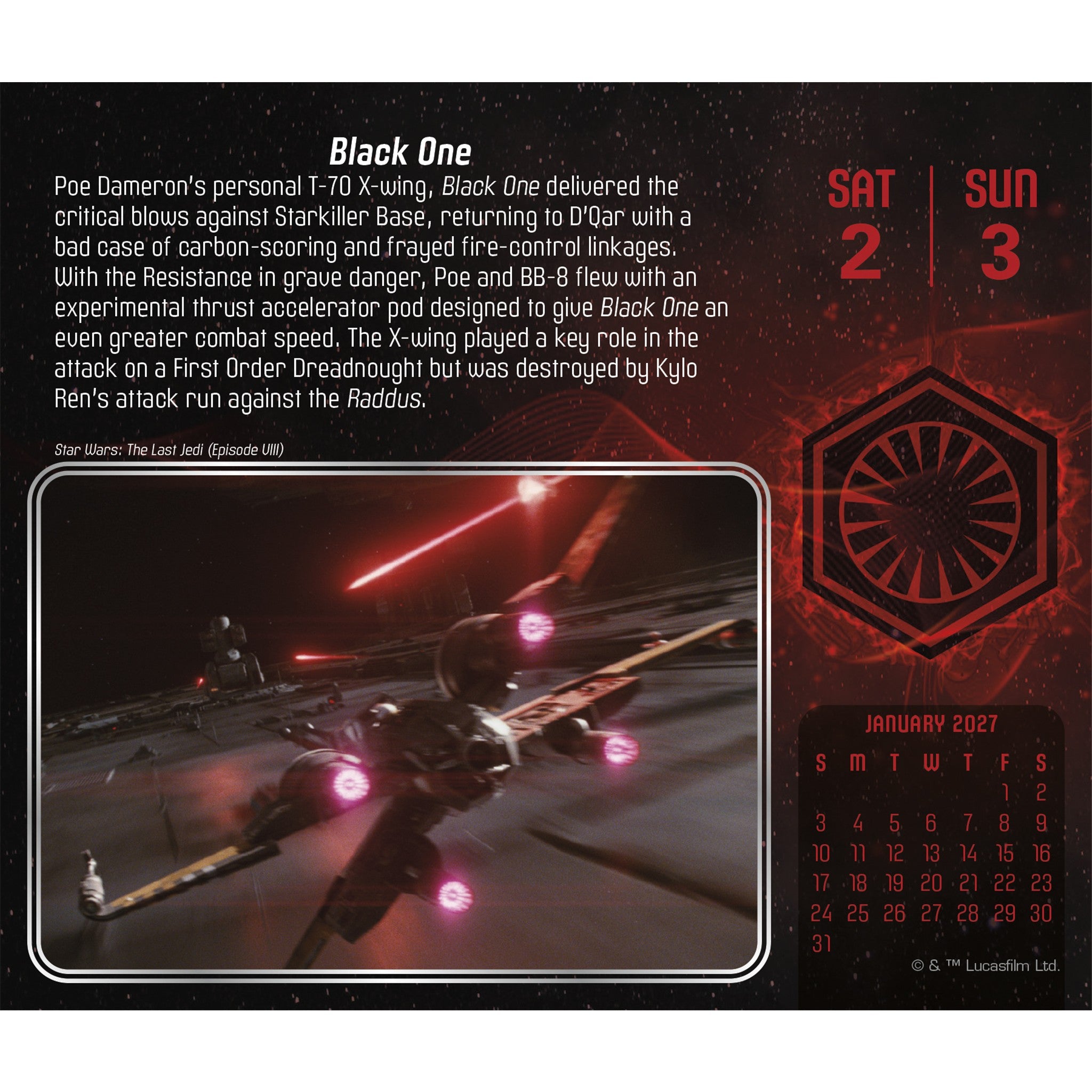 Calendrier perpétuel Star Wars 2027