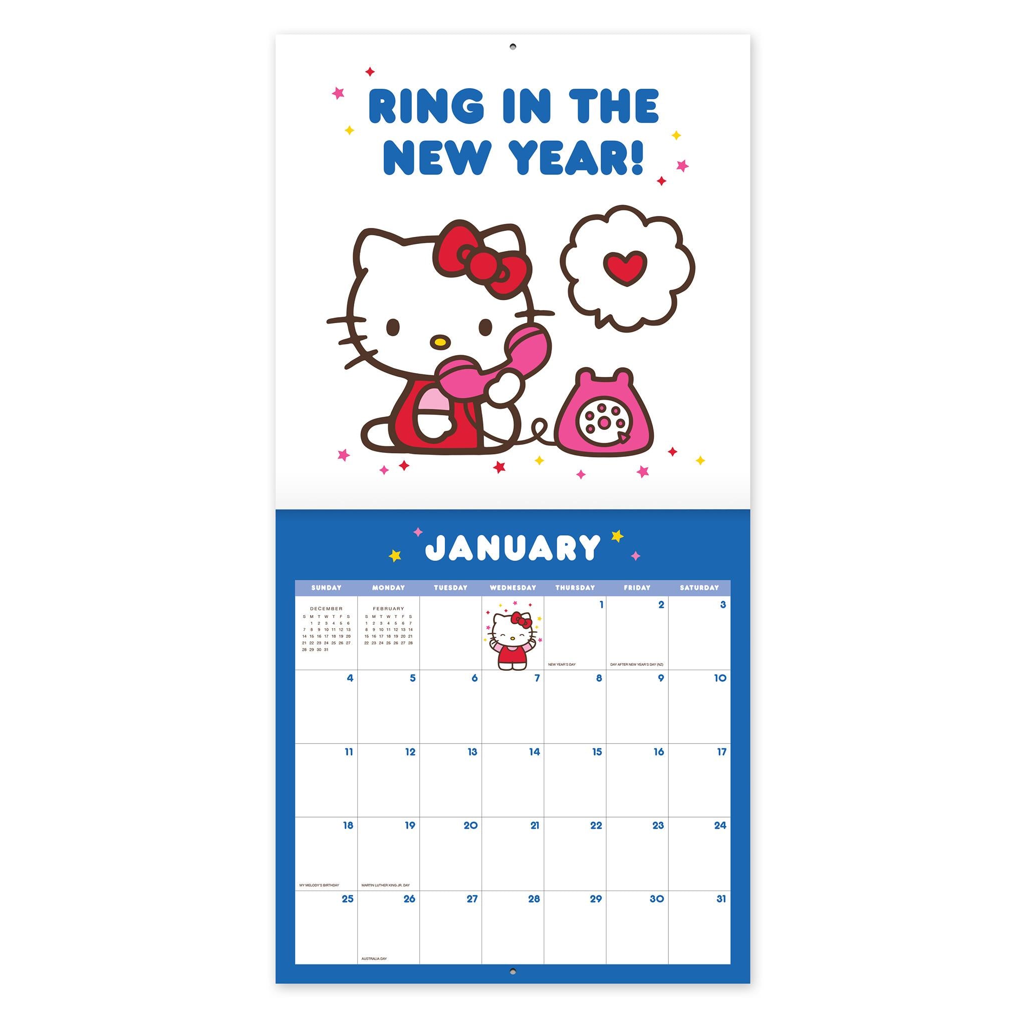 Hello Kitty Playful Pink 2026 Wall Calendar