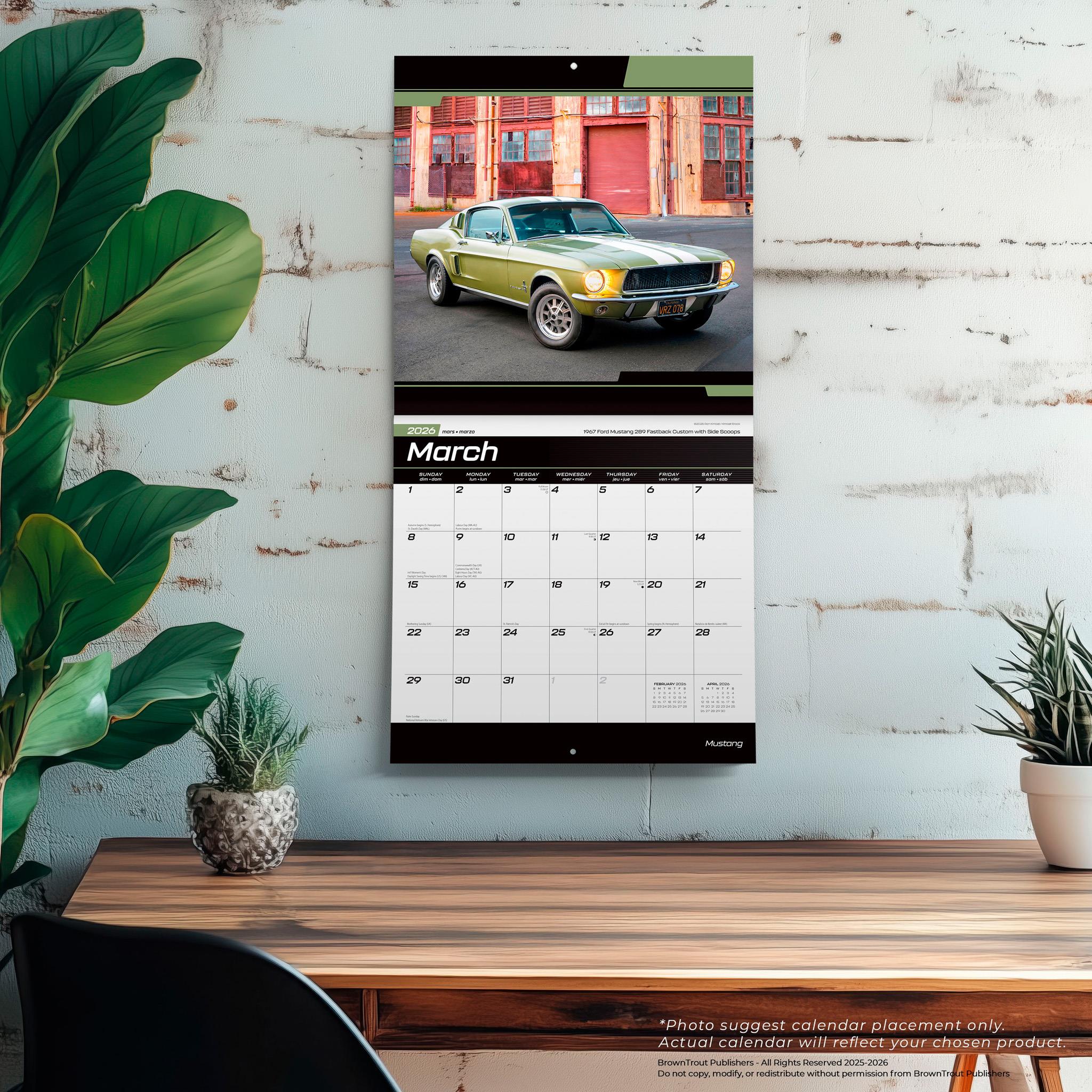 Calendrier mural Mustang 2026