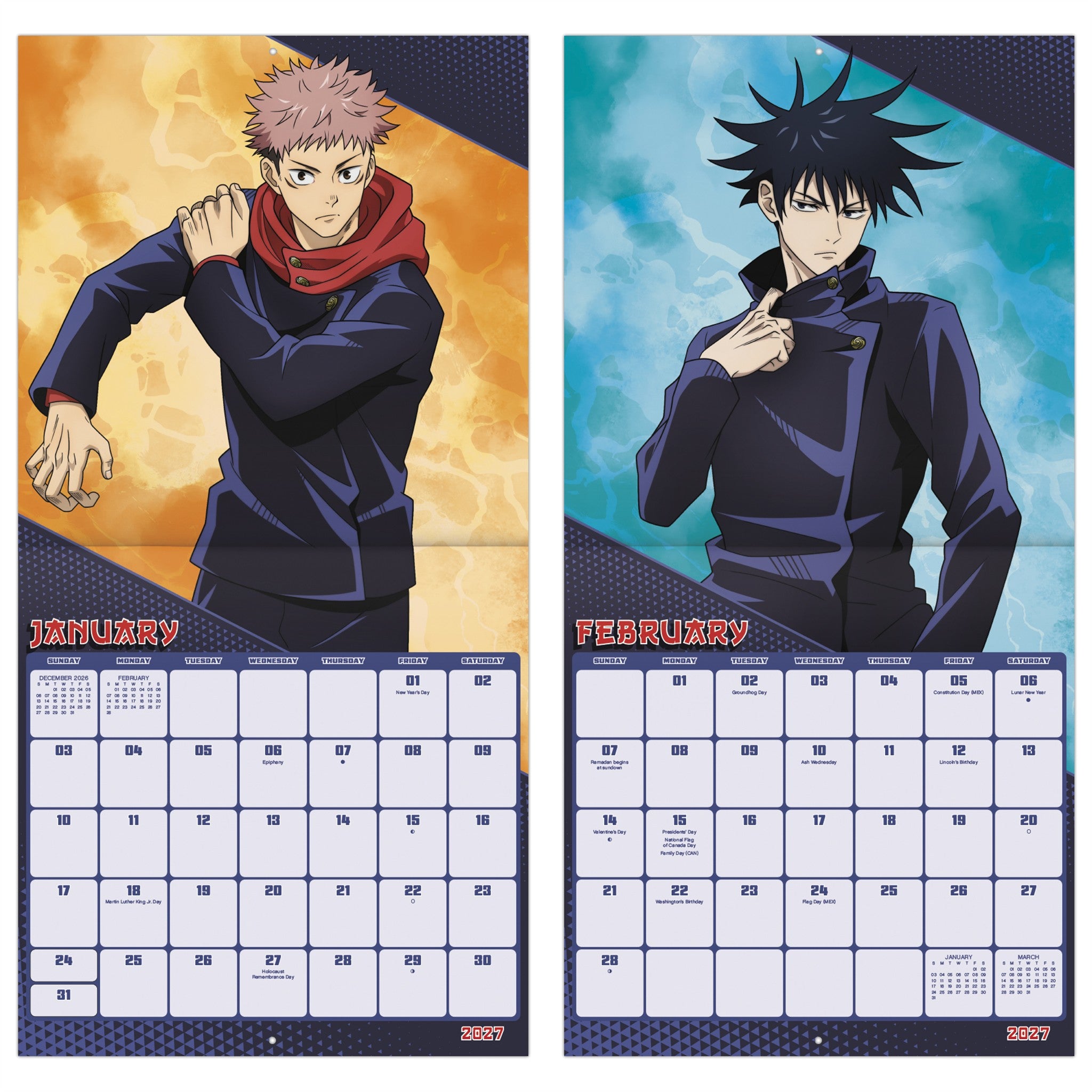 Calendrier mural Jujutsu Kaisen 2027 - Disponible en ligne uniquement