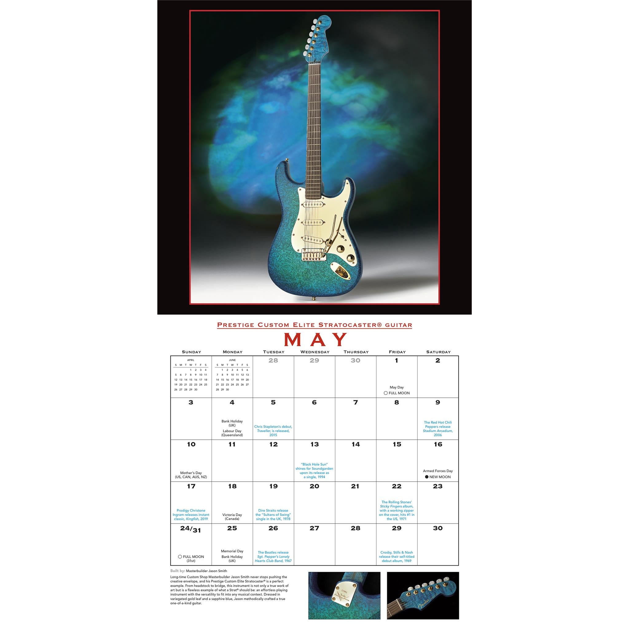 Fender Guitars Custom Shop 2026 Wall Calendar