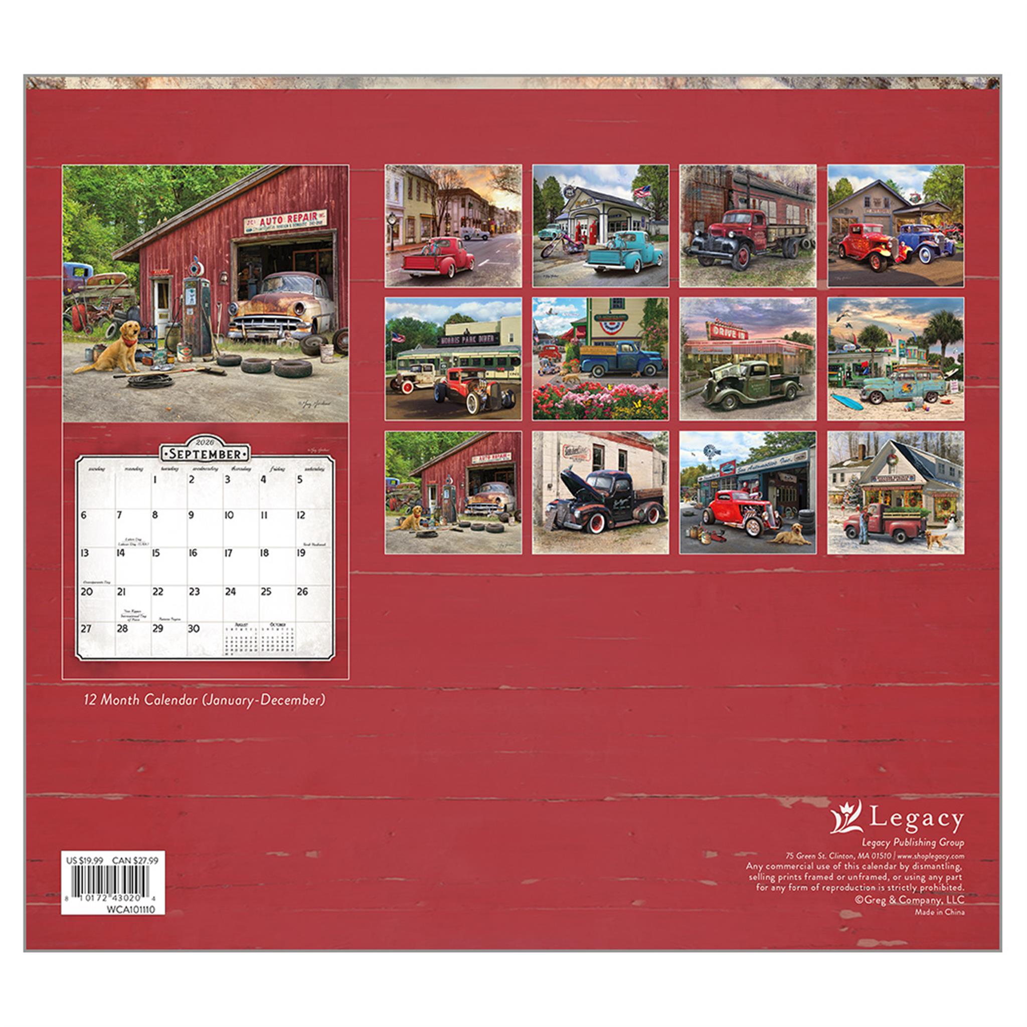 Calendrier mural de luxe Nostalgic Main Street 2026 - Disponible uniquement en ligne
