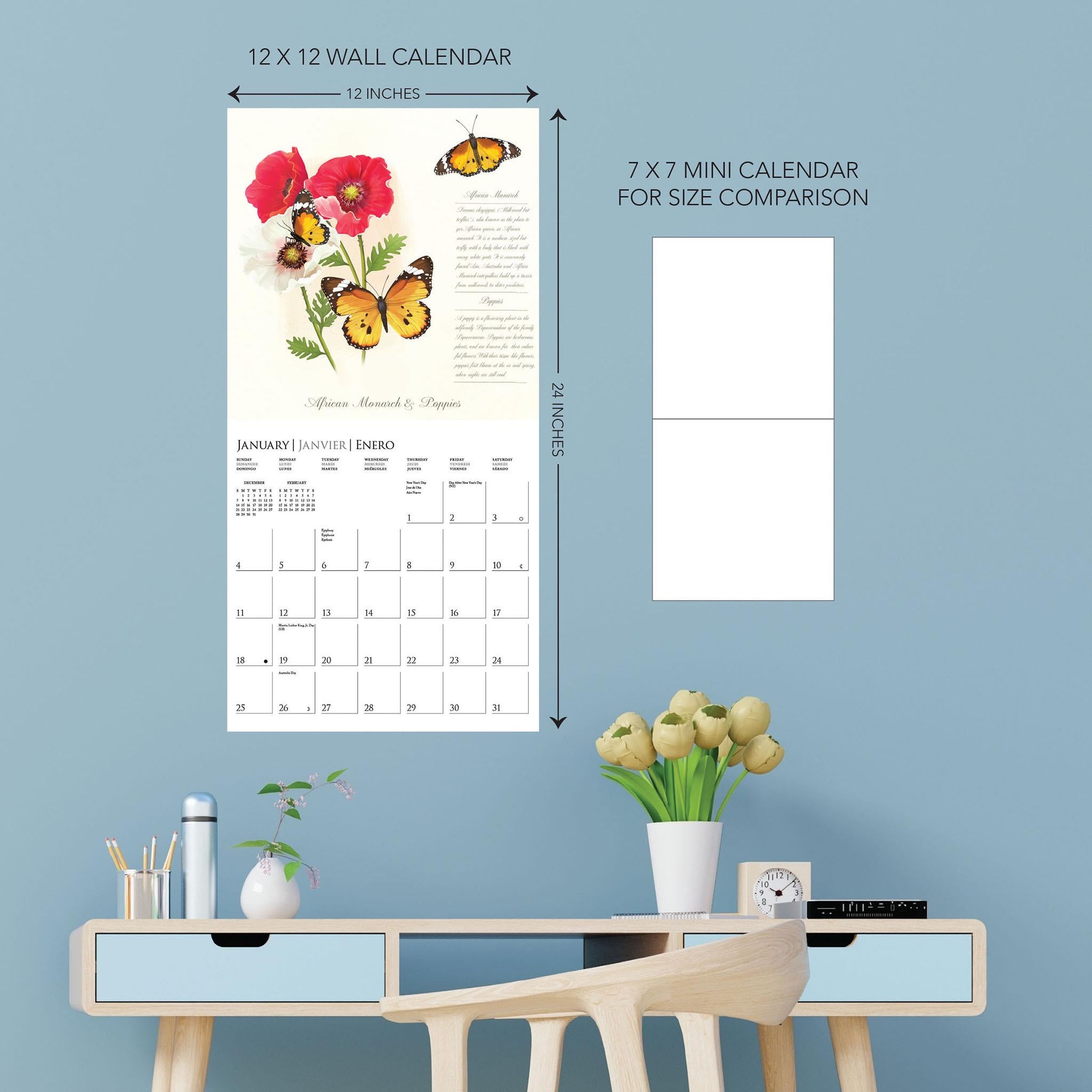 Calendrier mural Papillons 2026 - Disponible uniquement en ligne