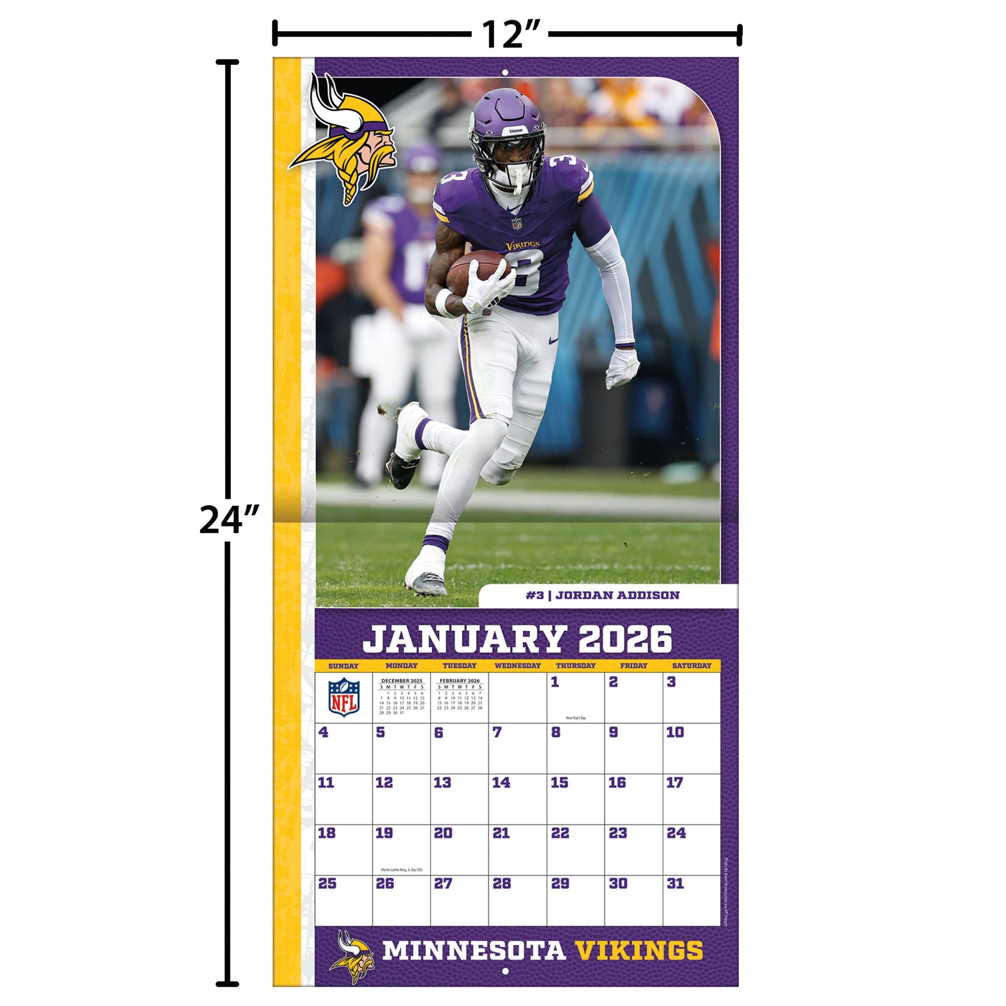 Calendrier mural NFL Minnesota Vikings 2026