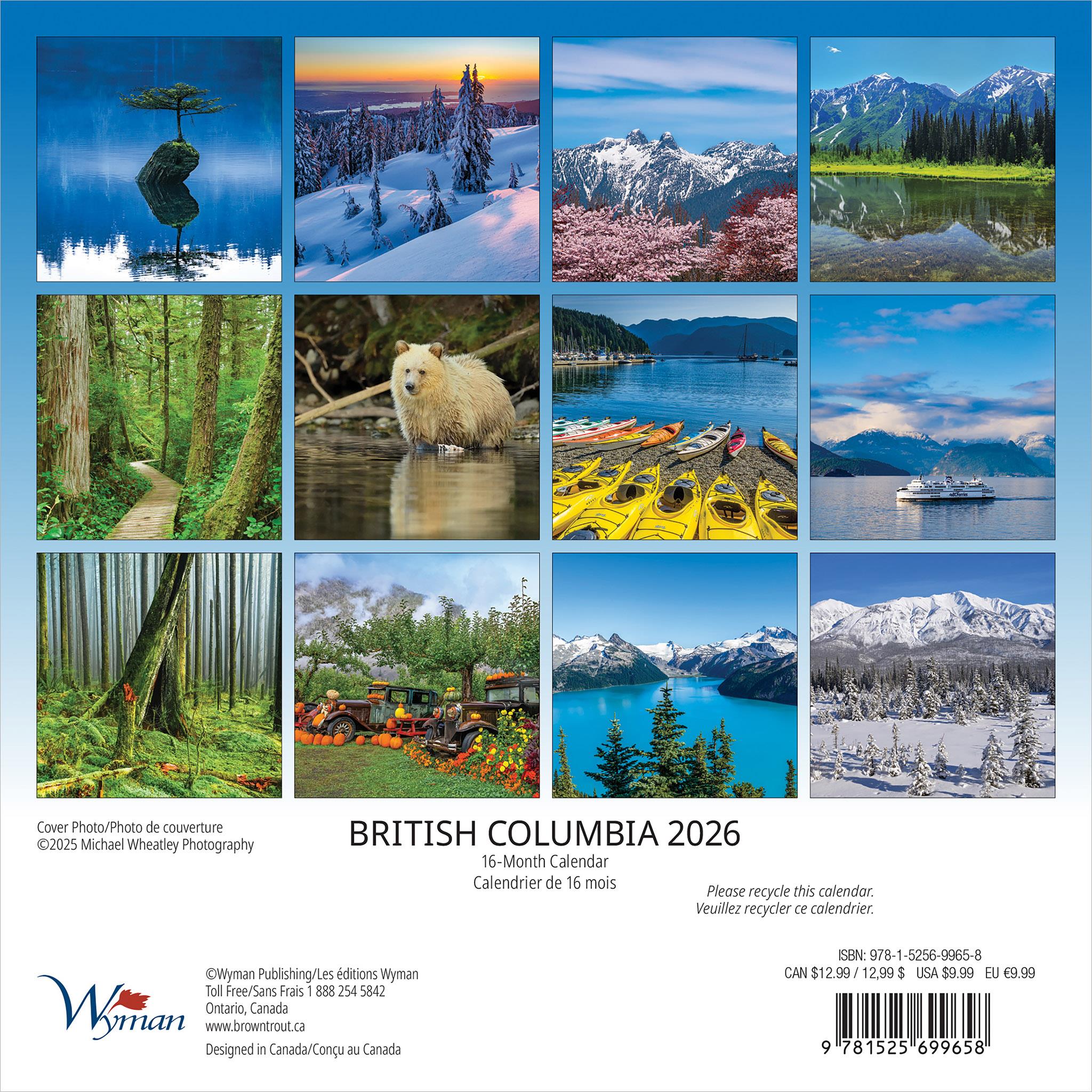 Mini-calendrier de la Colombie-Britannique 2026