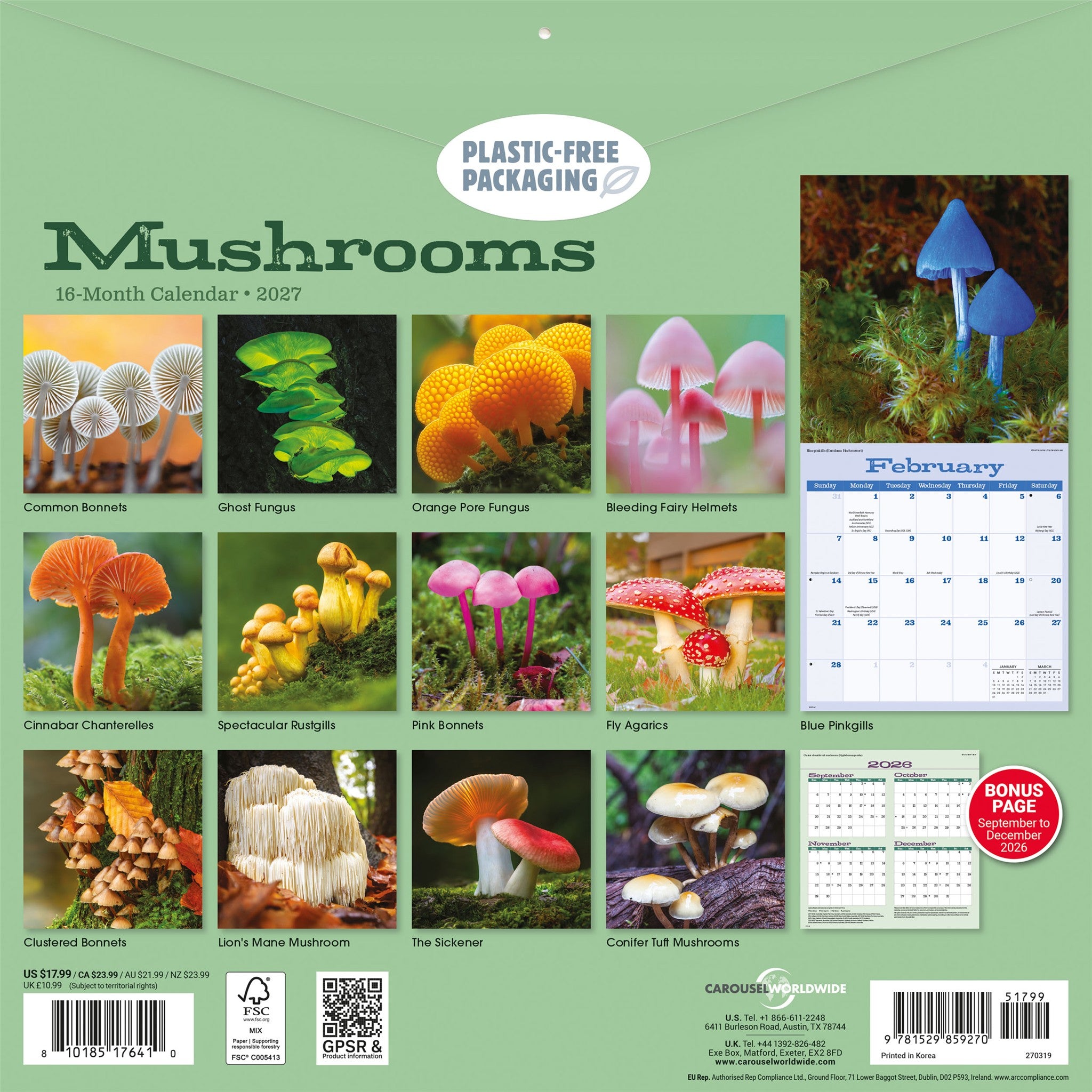 Mushrooms 2027 Wall Calendar