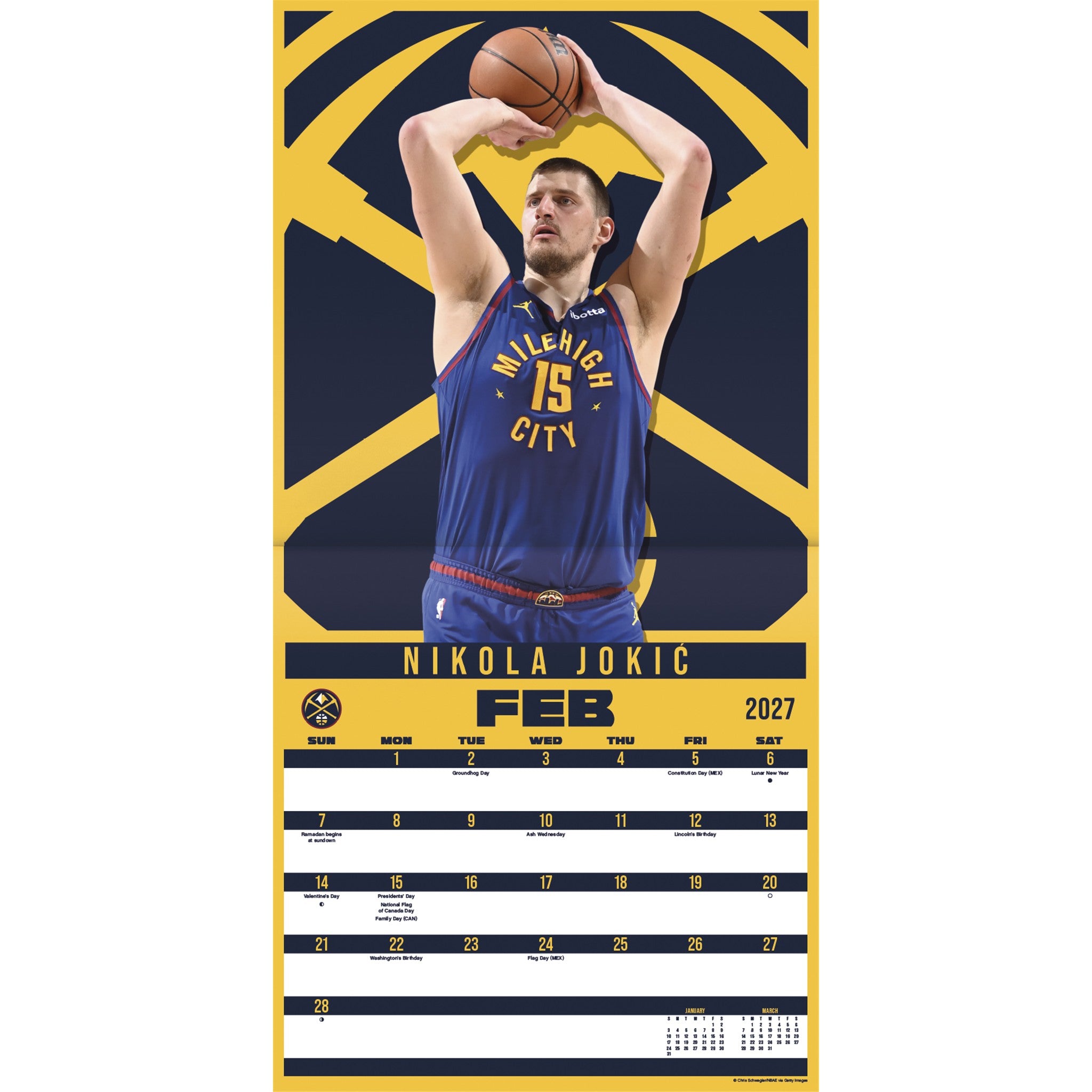 Calendrier mural des Superstars de la NBA 2027