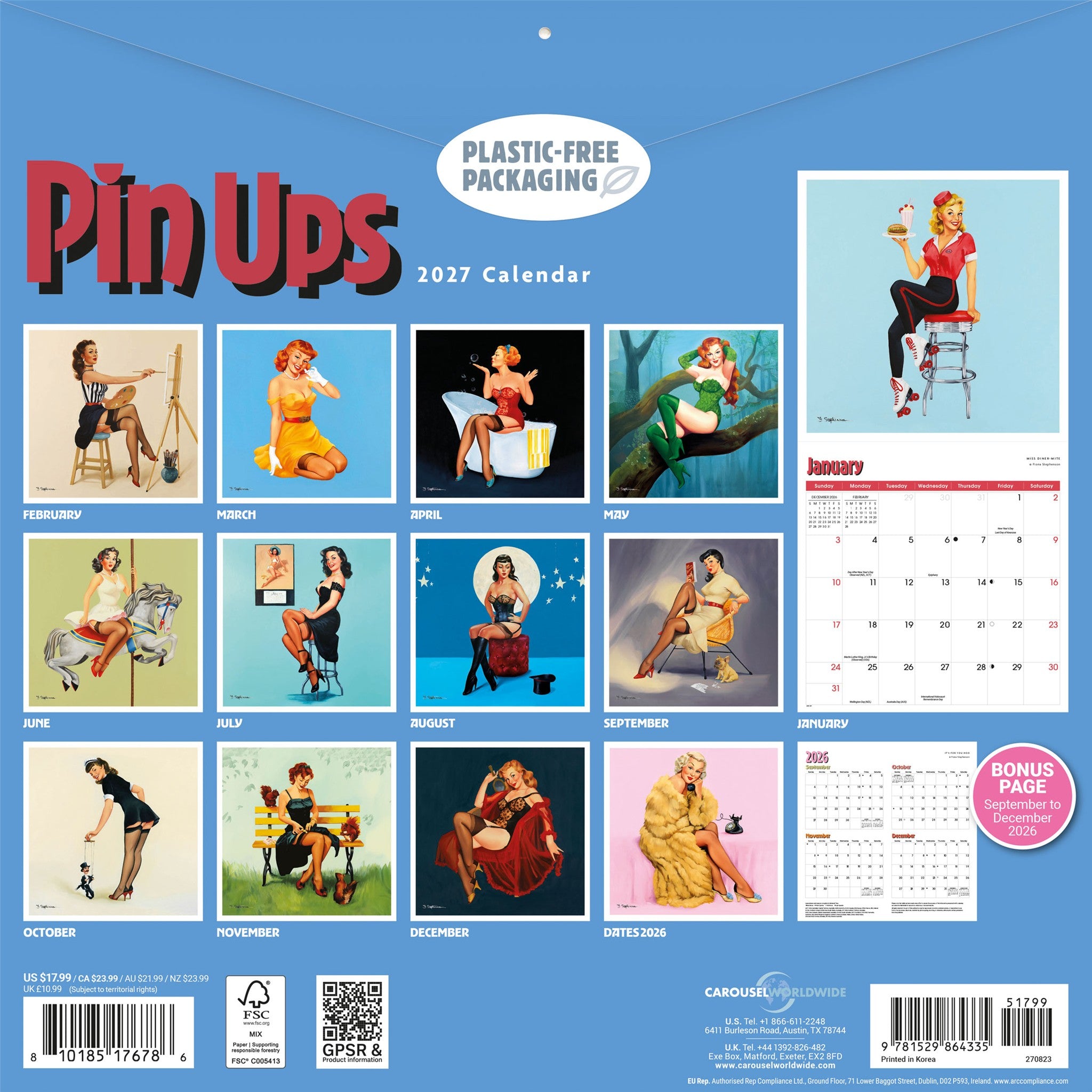 Pin Ups 2027 Wall Calendar