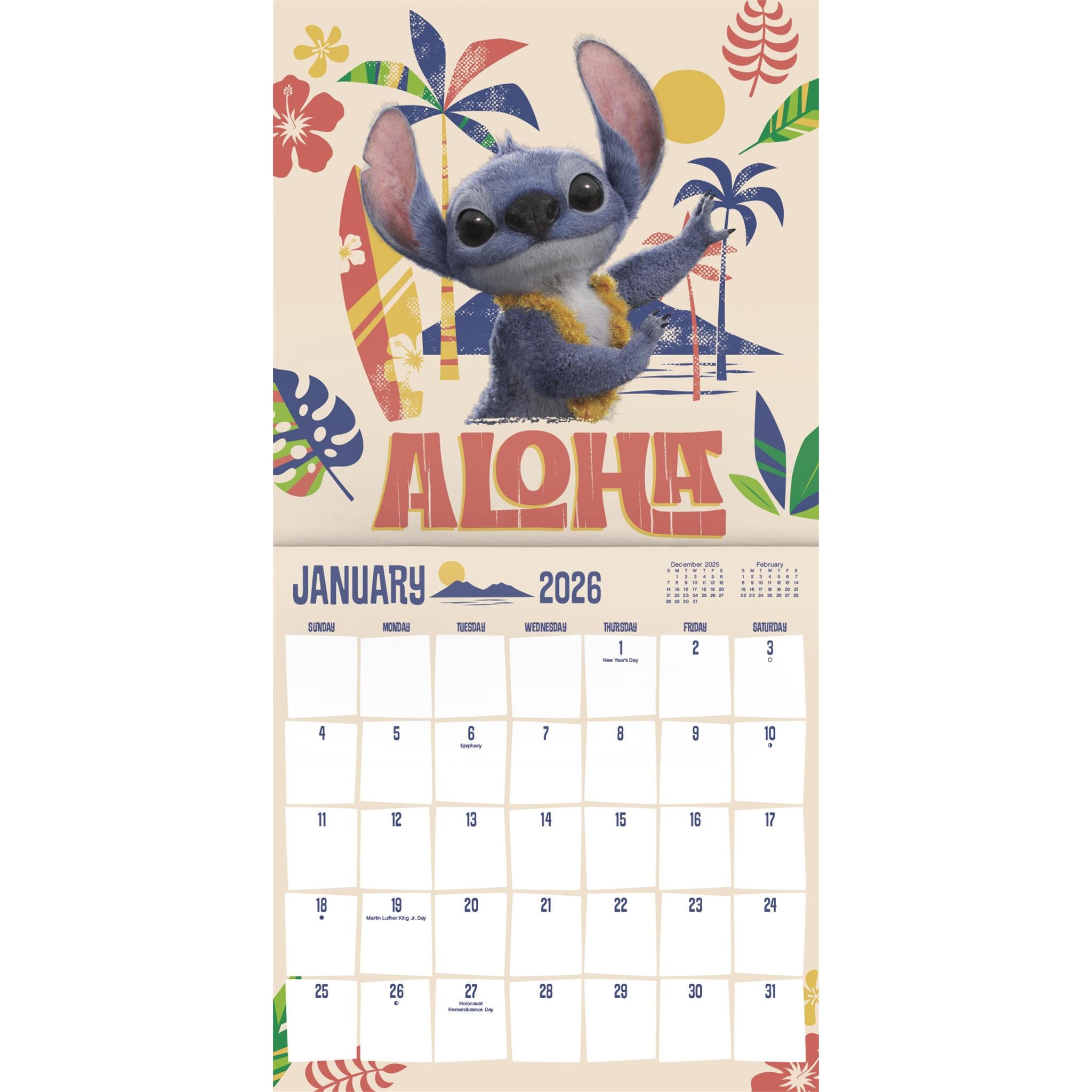 Calendrier mural Lilo et Stitch 2026 (film en prises de vues réelles) - Disponible uniquement en ligne