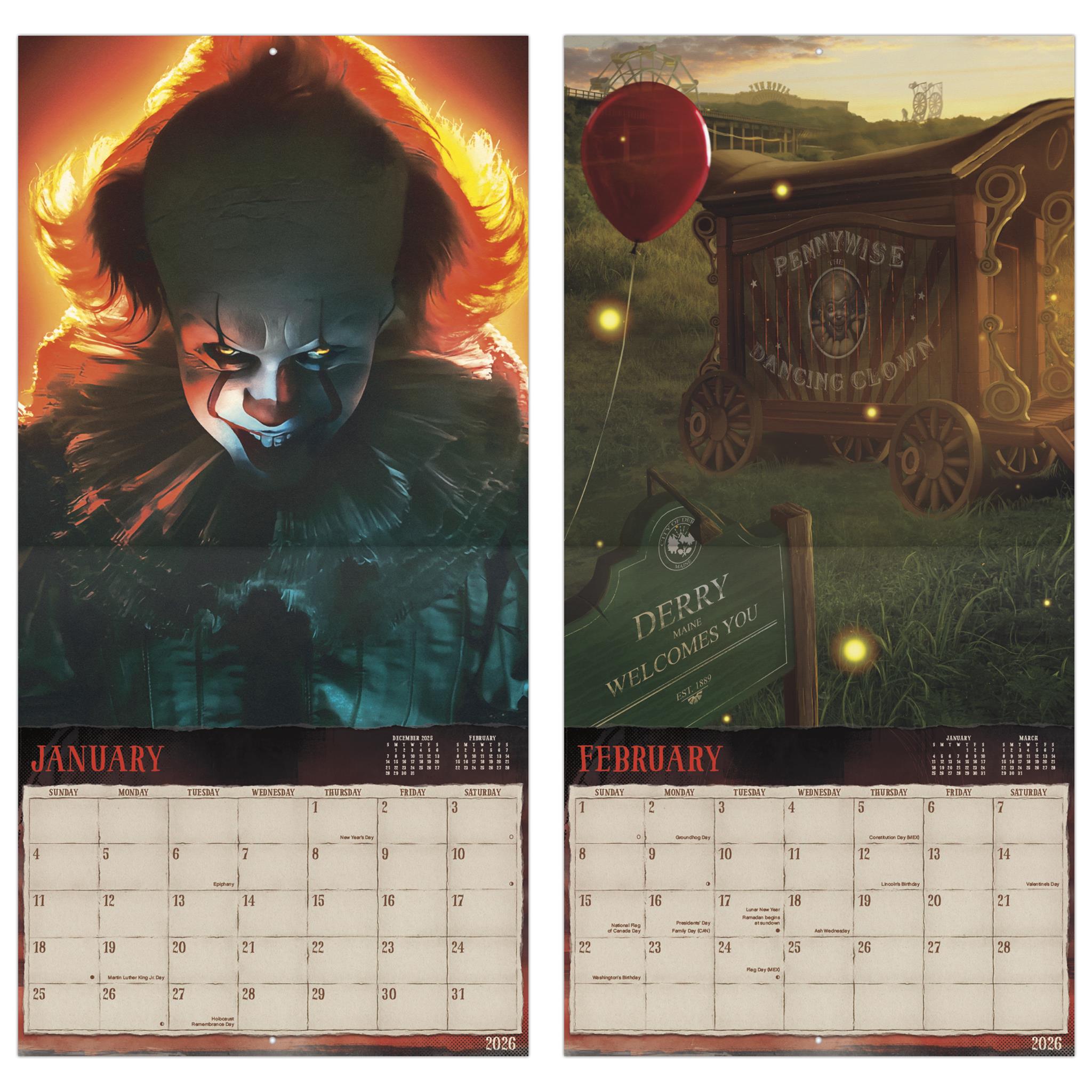 Calendrier mural Welcome To Derry 2026 - Disponible uniquement en ligne