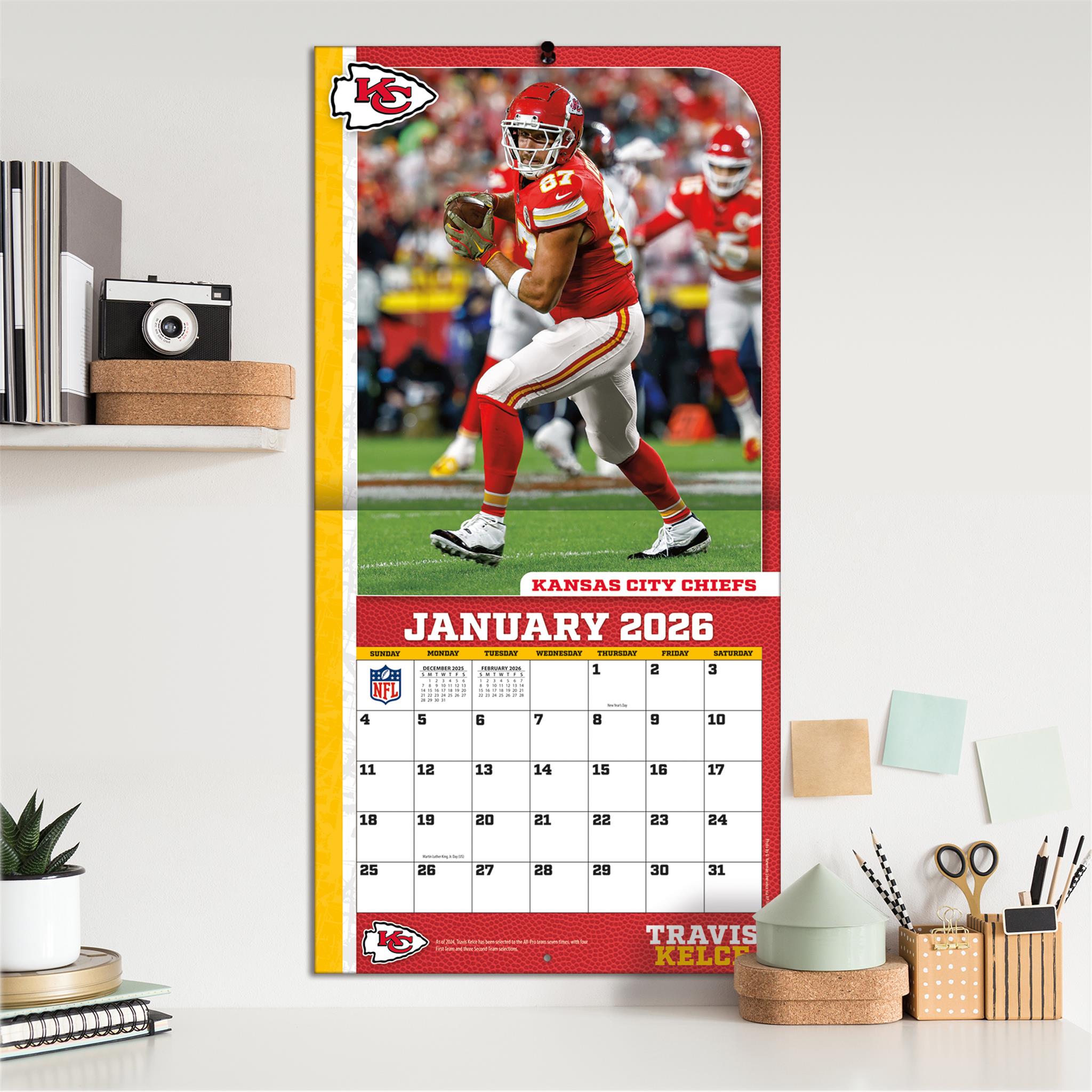 Calendrier mural NFL Travis Kelce Kansas City Chiefs 2026