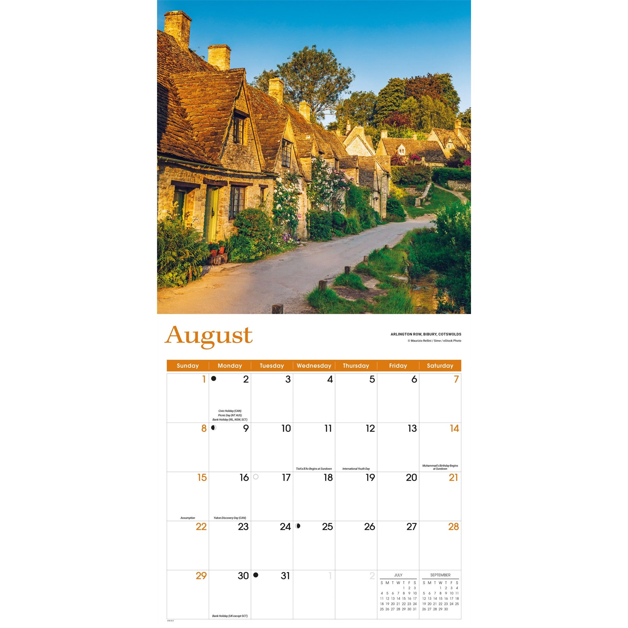 Calendrier mural Angleterre 2027