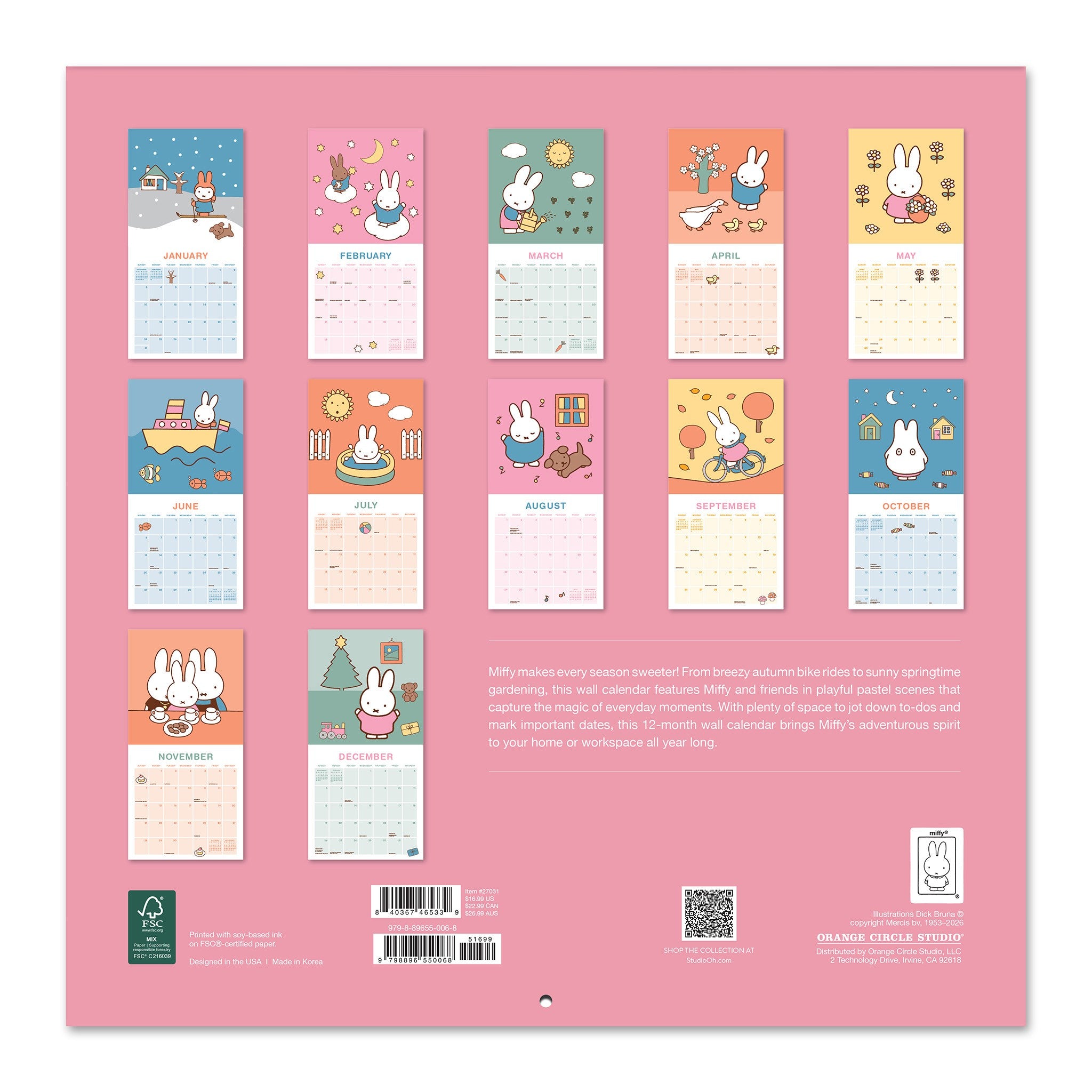 Miffy A Year in Color 2027 Wall Calendar