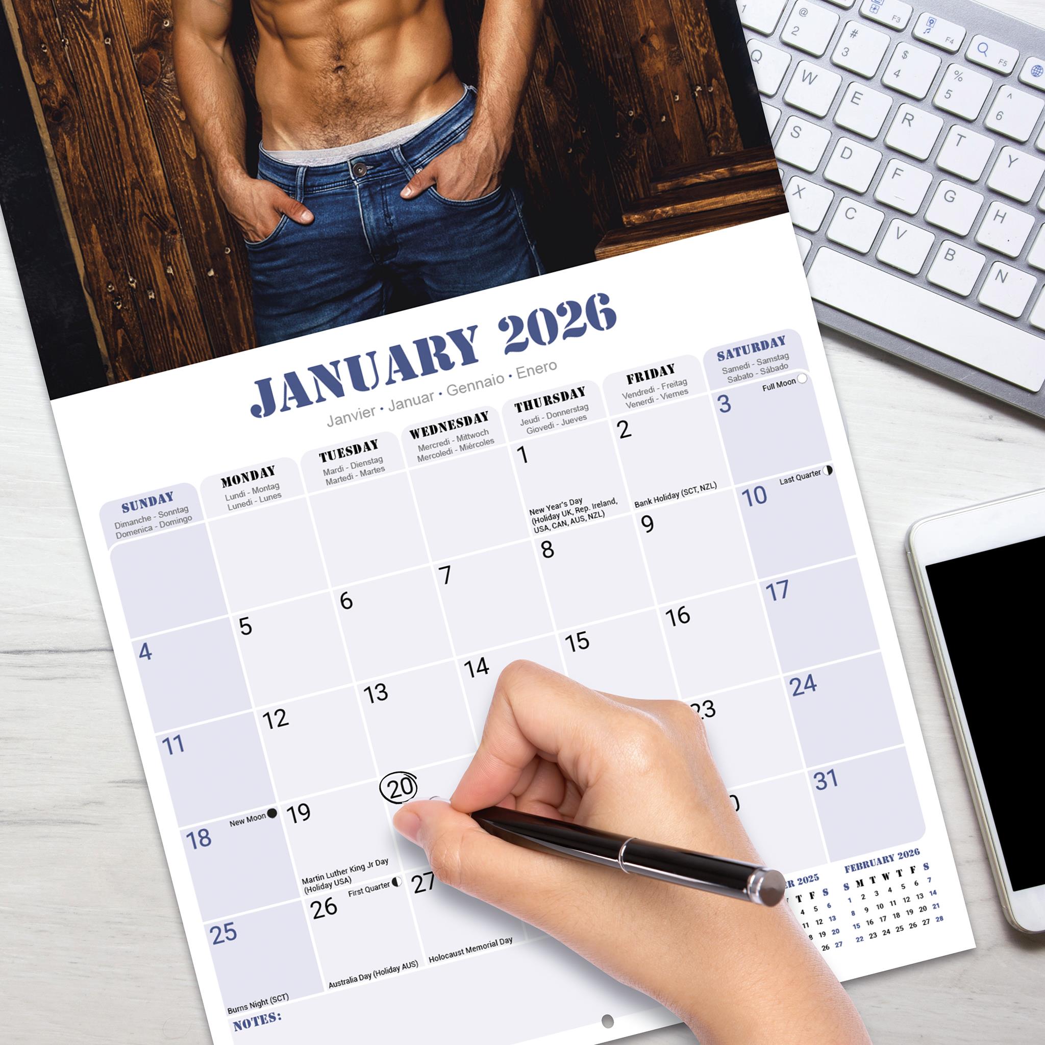 Guys 2026 Wall Calendar