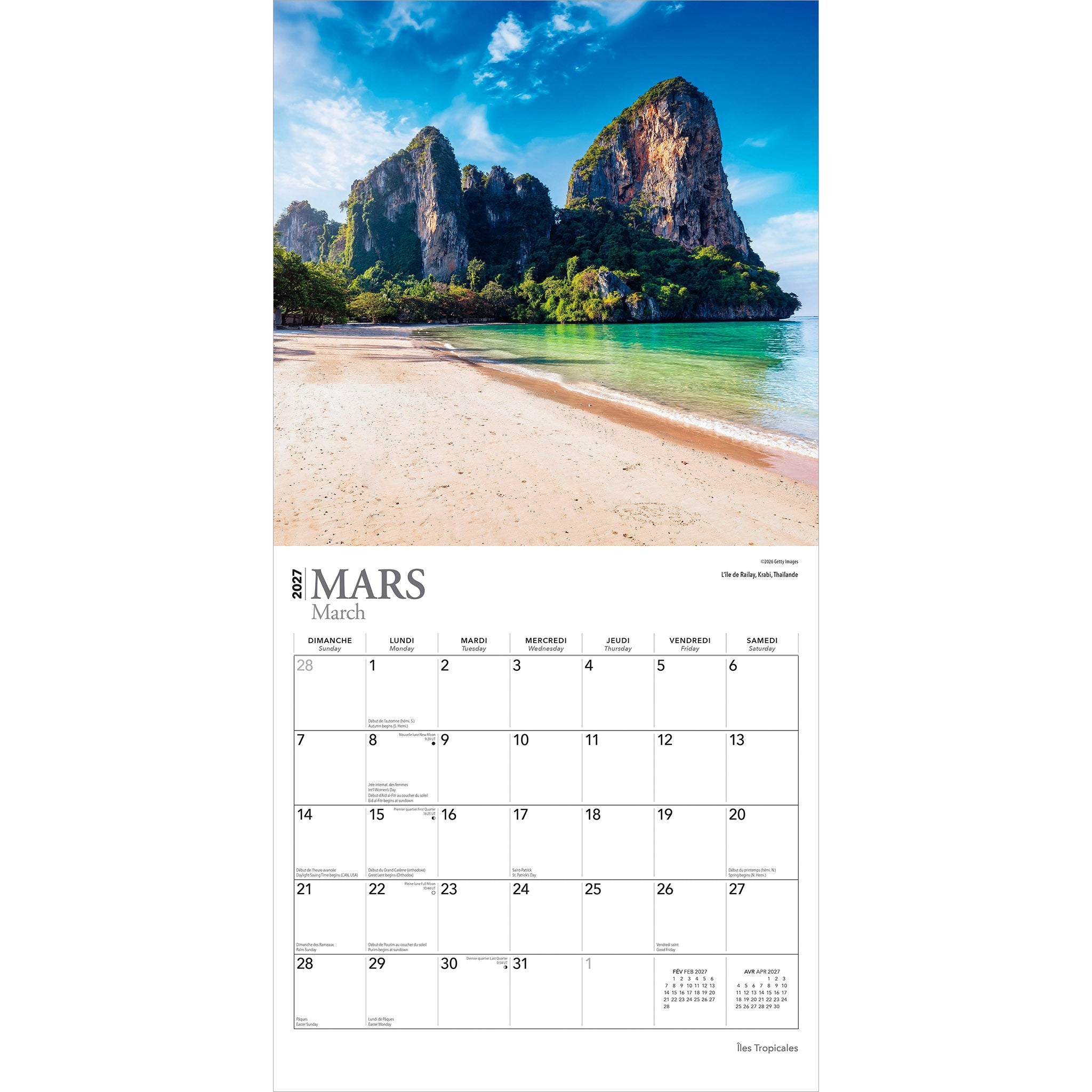 Iles Tropicales 2027 Wall Calendar (French)