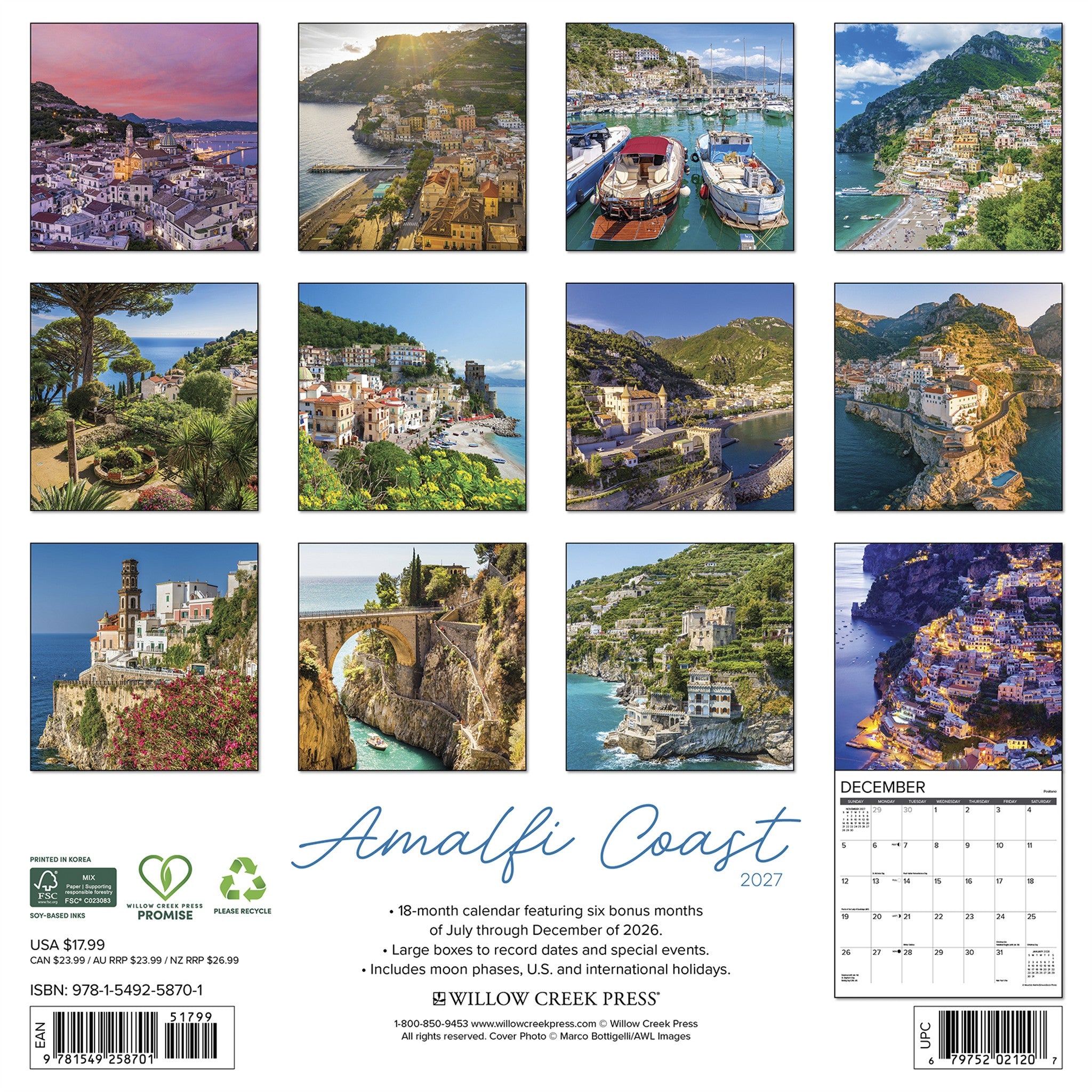 Amalfi Coast 2027 Wall Calendar
