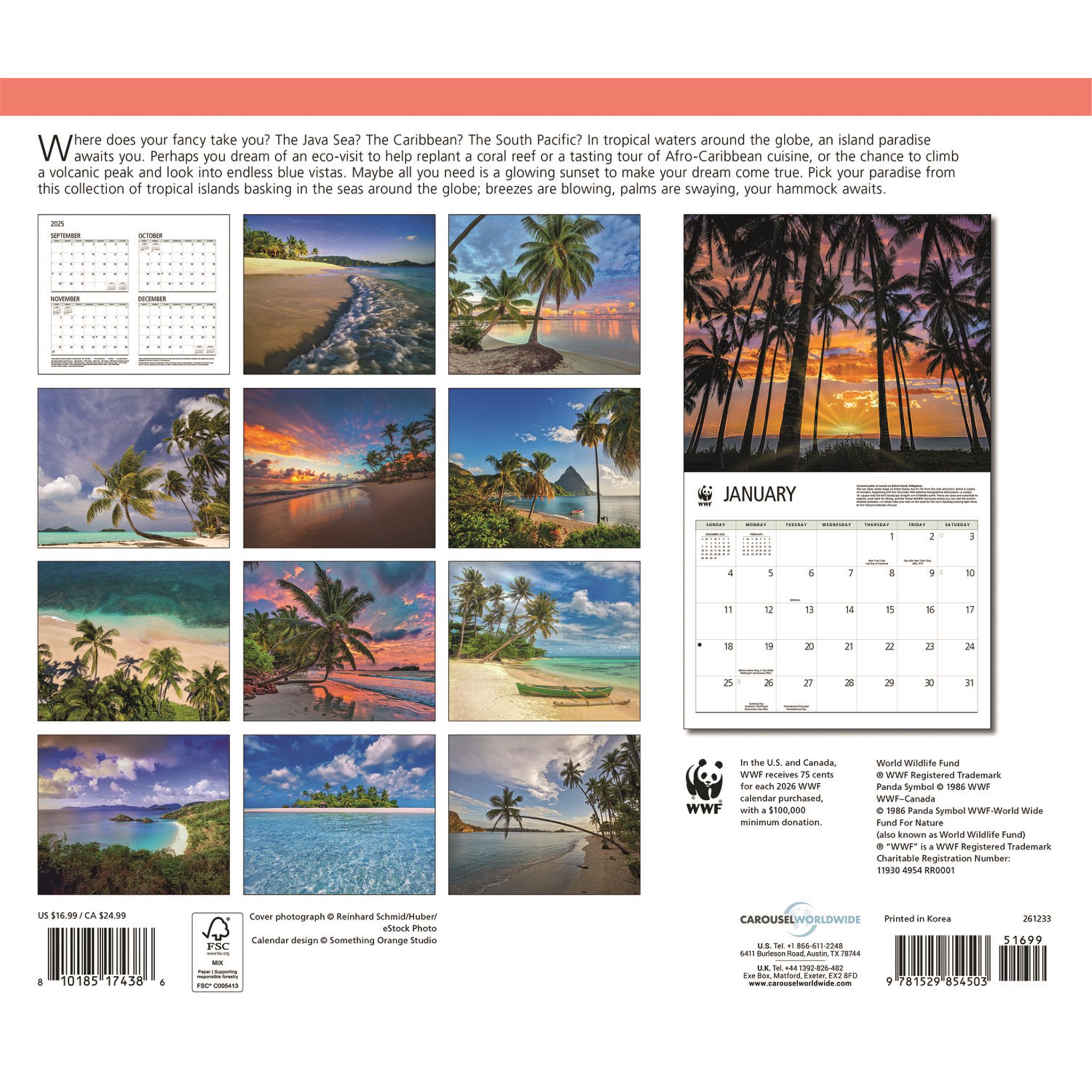 Calendrier mural 2026 des îles du Fonds mondial pour la nature