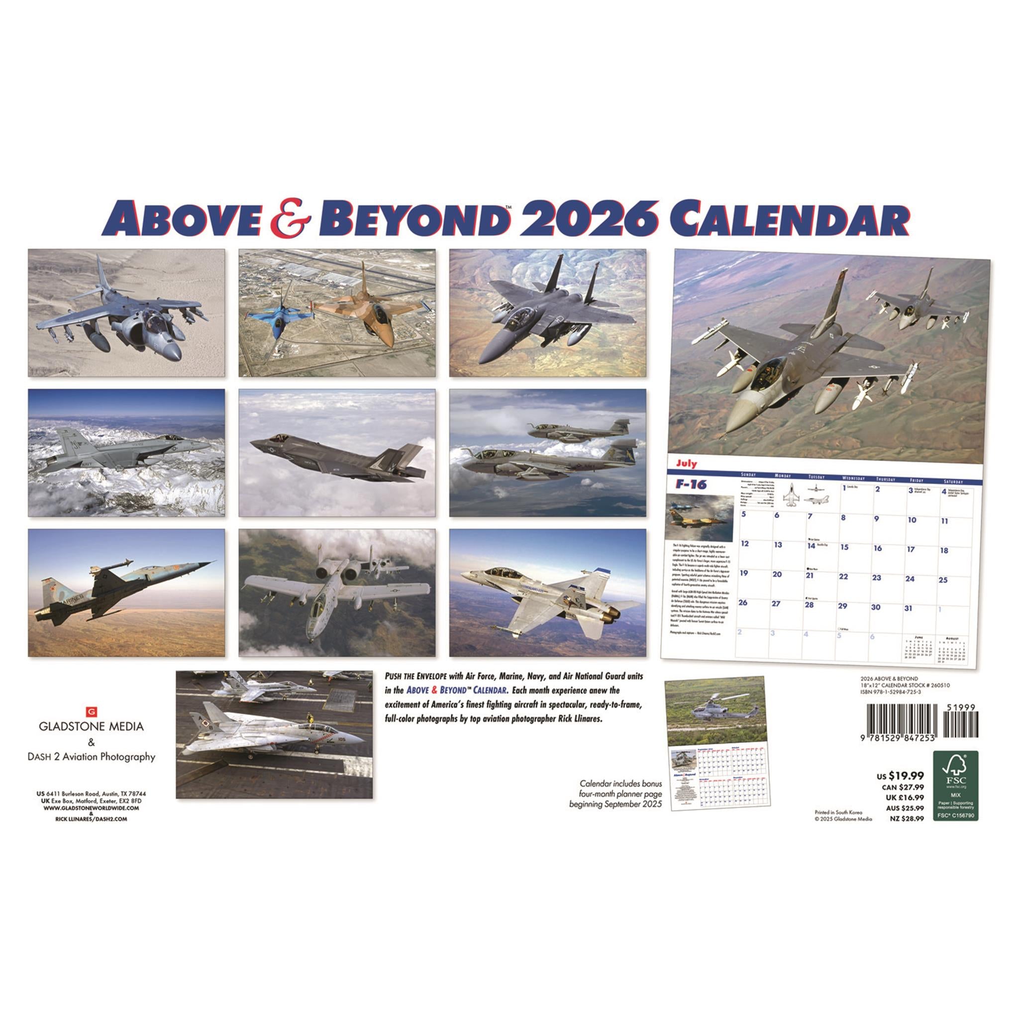 Calendrier mural de luxe Above And Beyond 2026