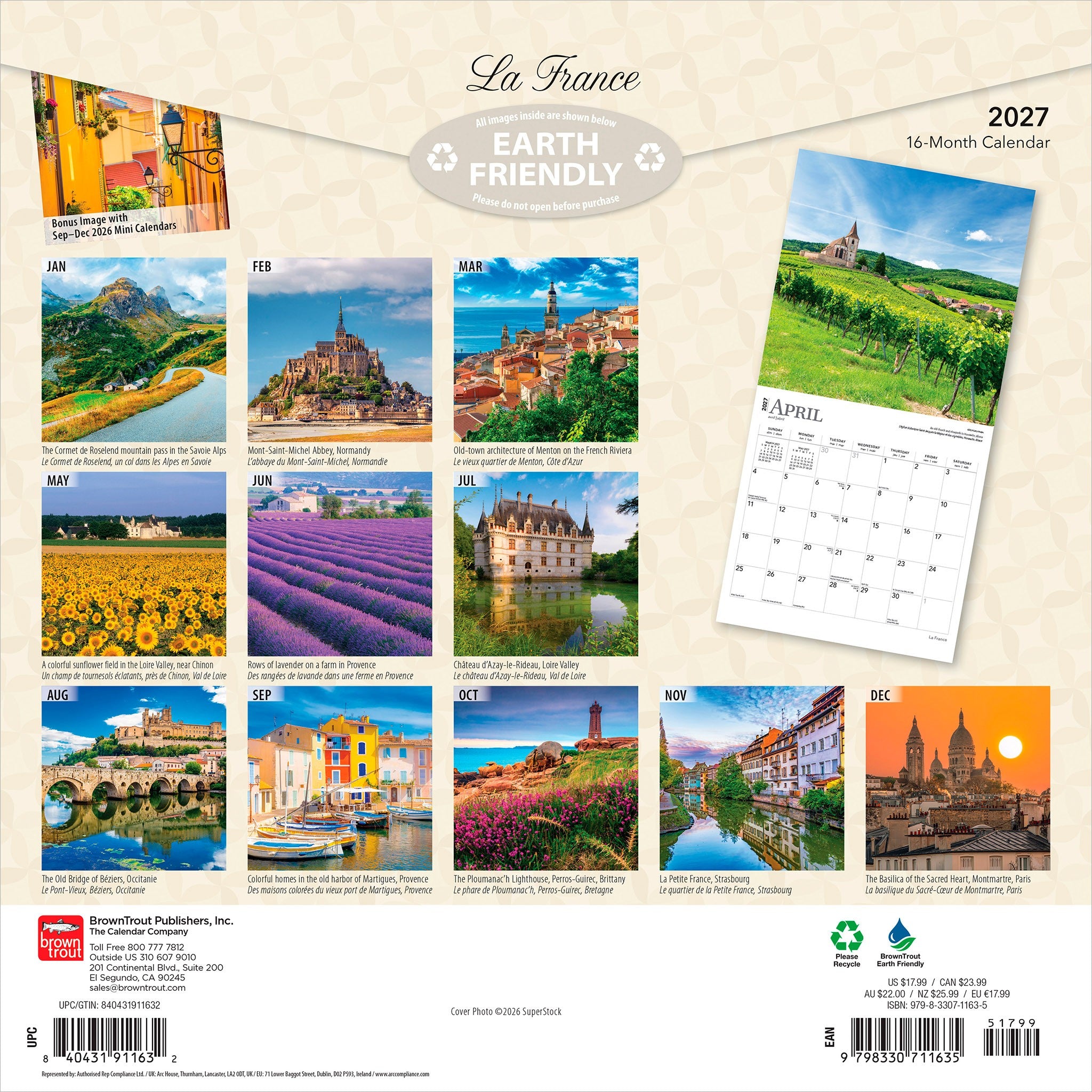 La France 2027 Wall Calendar